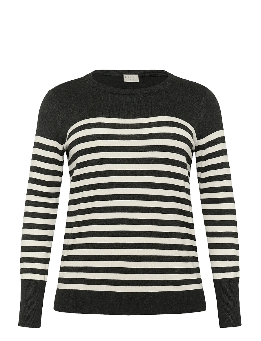 Kaffe Curve - KClizzy Striped Knit Pullover - strikkegensere - dgm/turtledove half stripe - 1