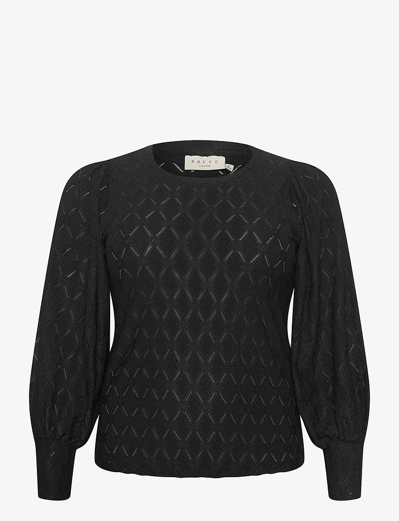 Kaffe Curve - KCtina Lace Blouse - langærmede bluser - black deep - 1