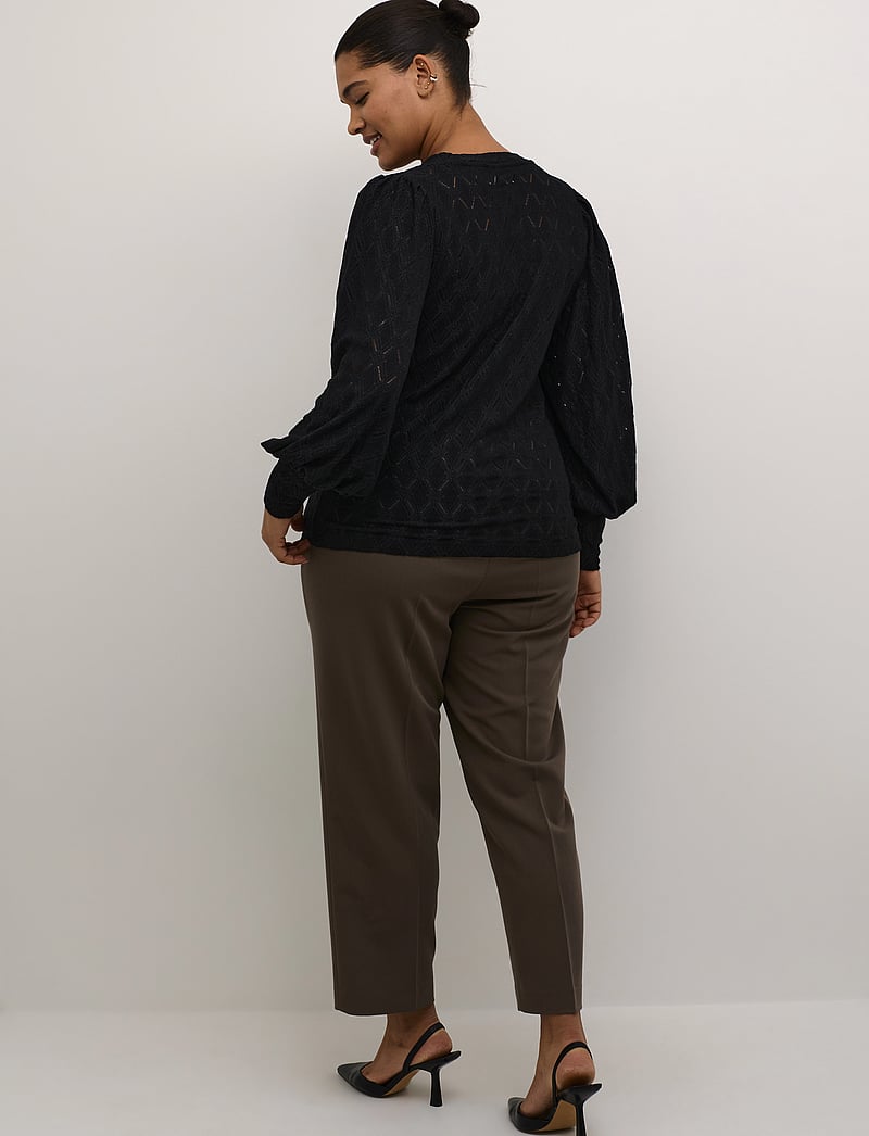 Kaffe Curve - KCtina Lace Blouse - langærmede bluser - black deep - 4