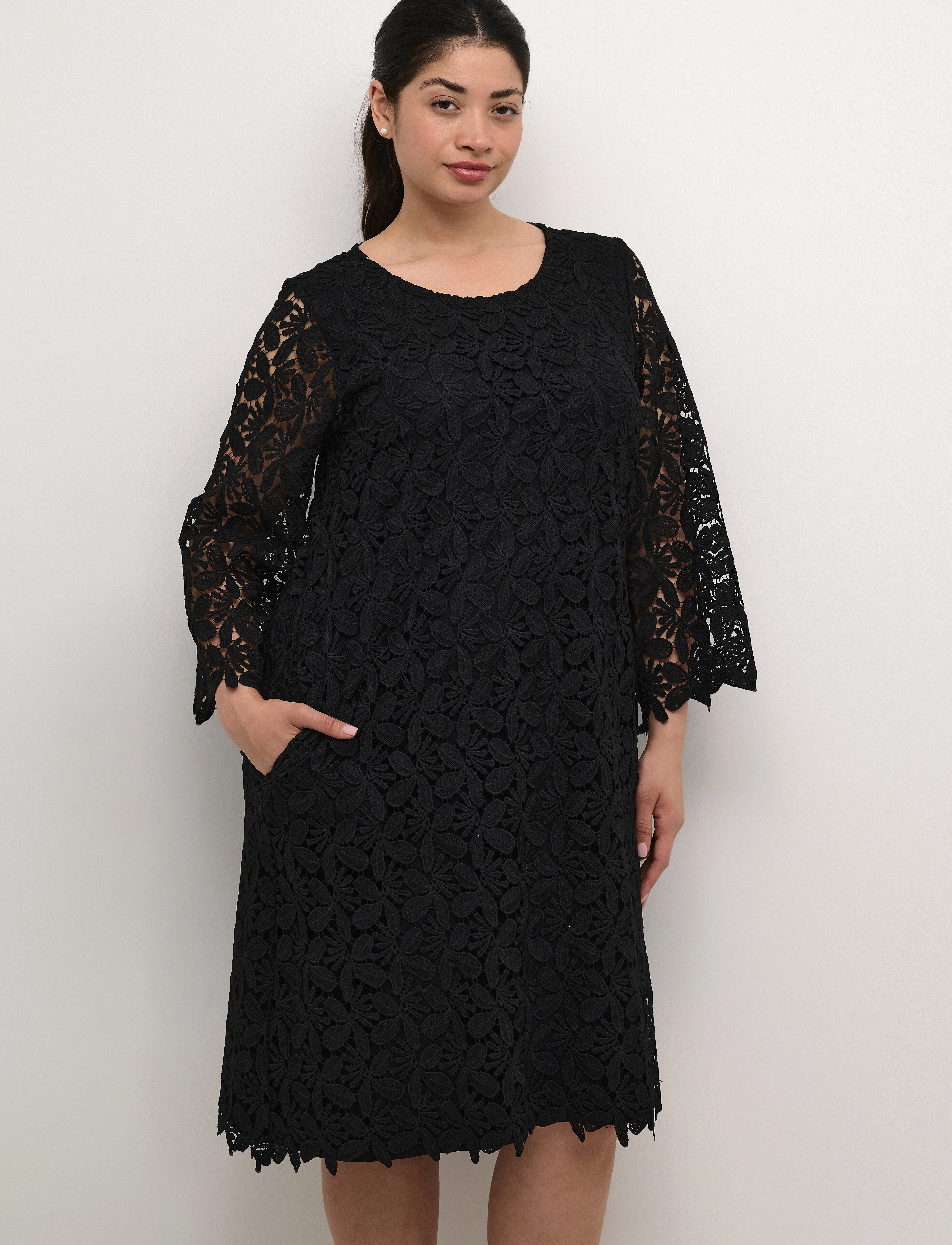 Kaffe Curve KCemma Lace Dress - Klänningar - BLACK DEEP / black