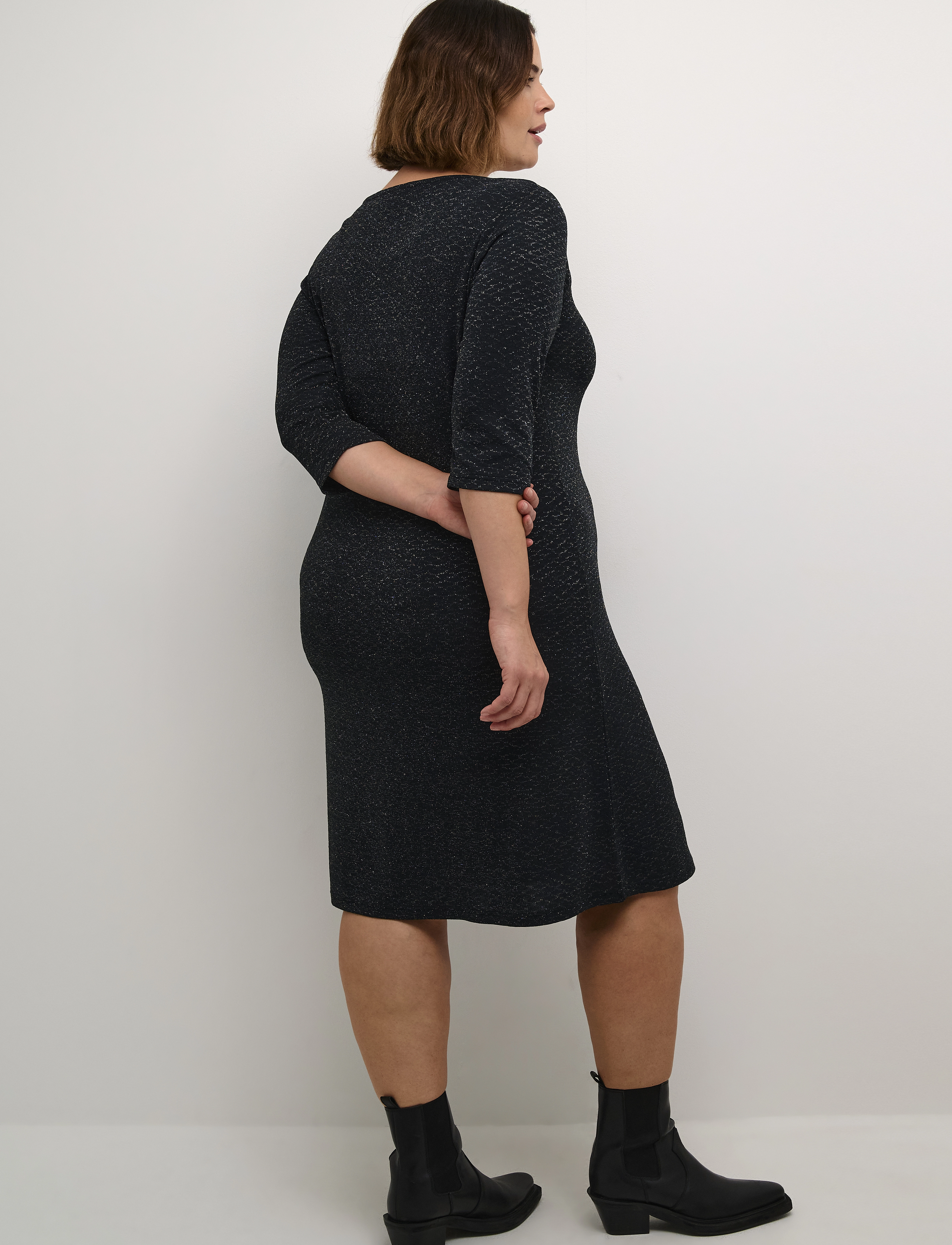 Kaffe Curve - KCellia Dress - strikkjoler - black glitter jersey - 3
