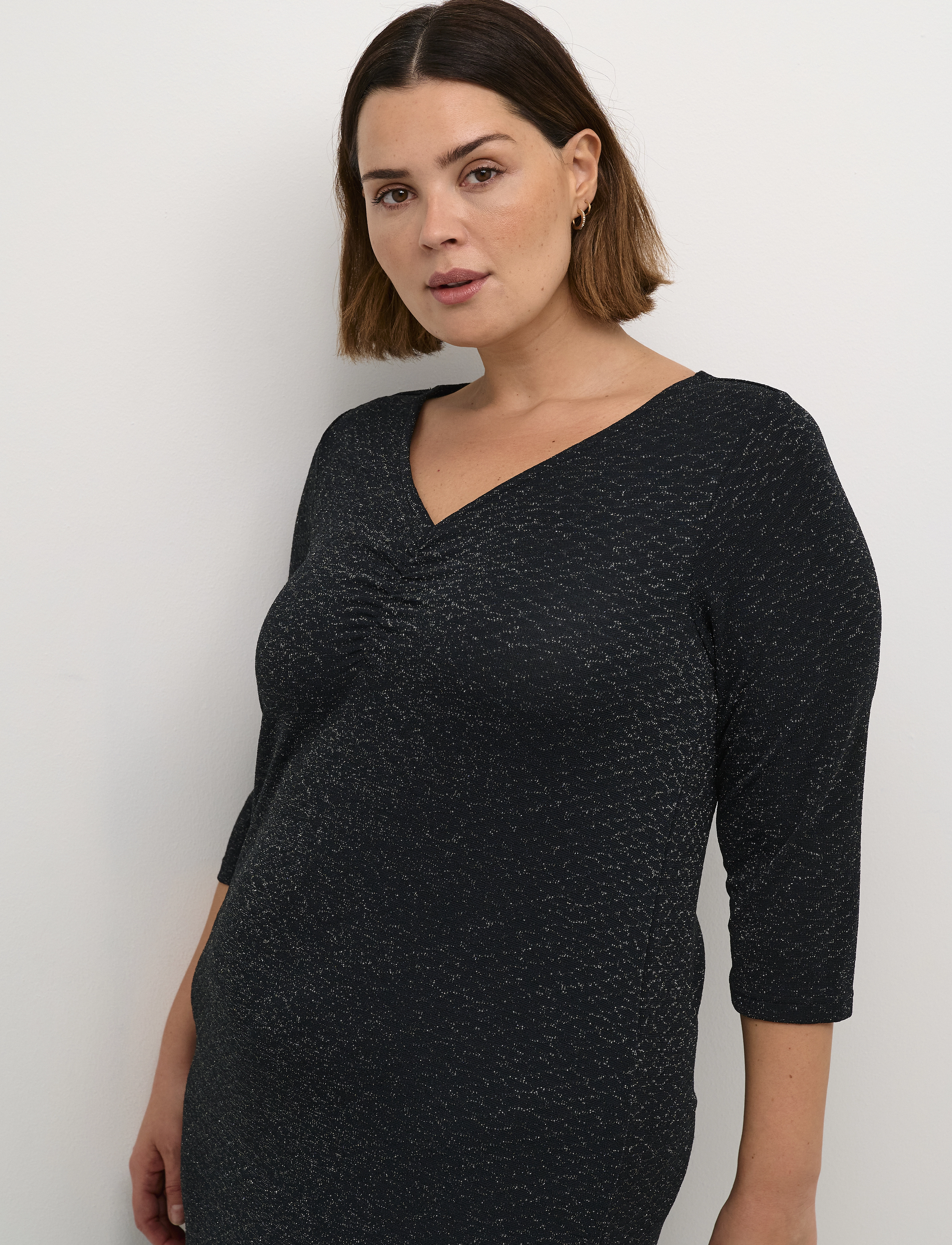 Kaffe Curve - KCellia Dress - strikkjoler - black glitter jersey - 4
