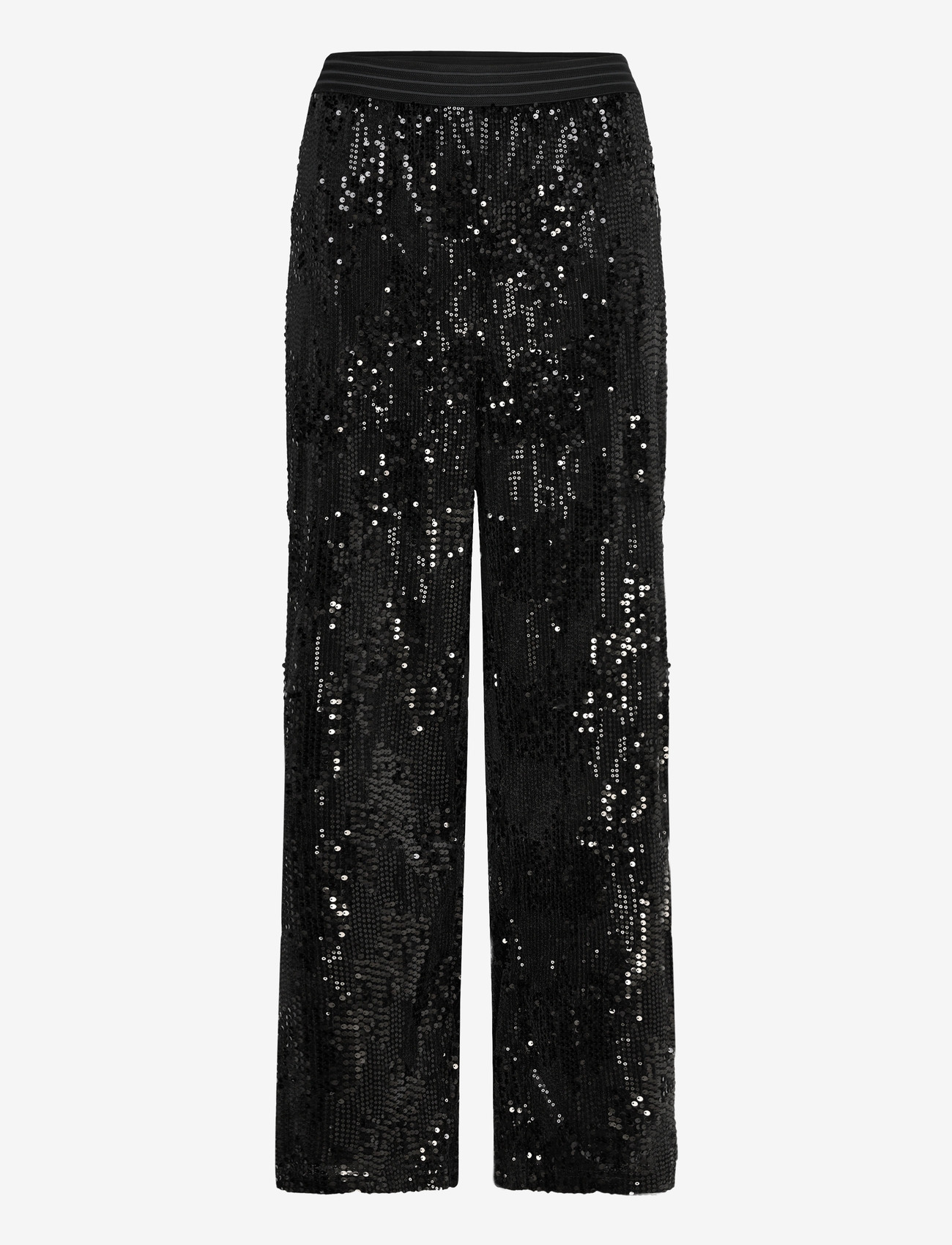 Kaffe Curve - KCnicoleen Sequin Pants - bukser med brede ben - black deep - 0