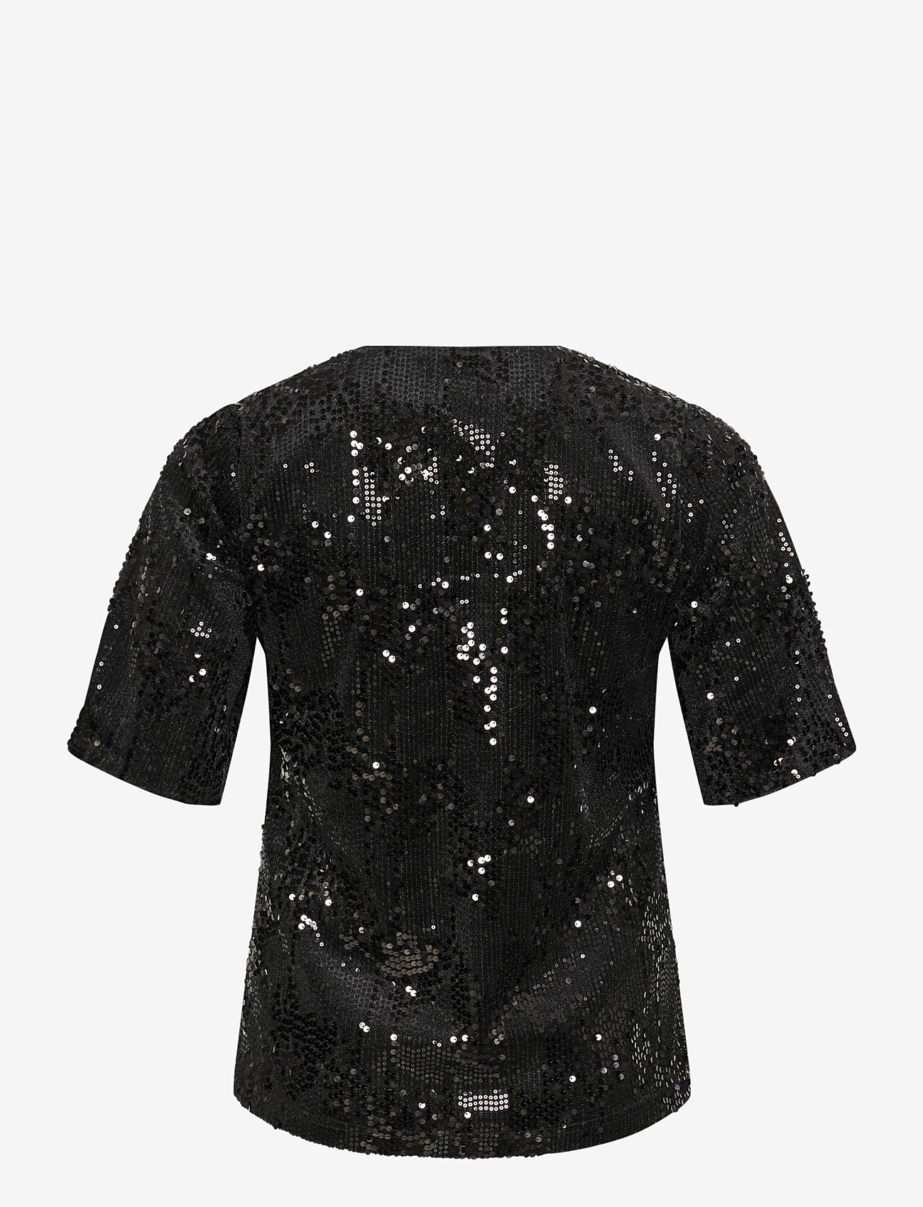 Kaffe Curve - KCnicoleen Sequin Blouse - lühikeste varrukatega pluusid - black deep - 1