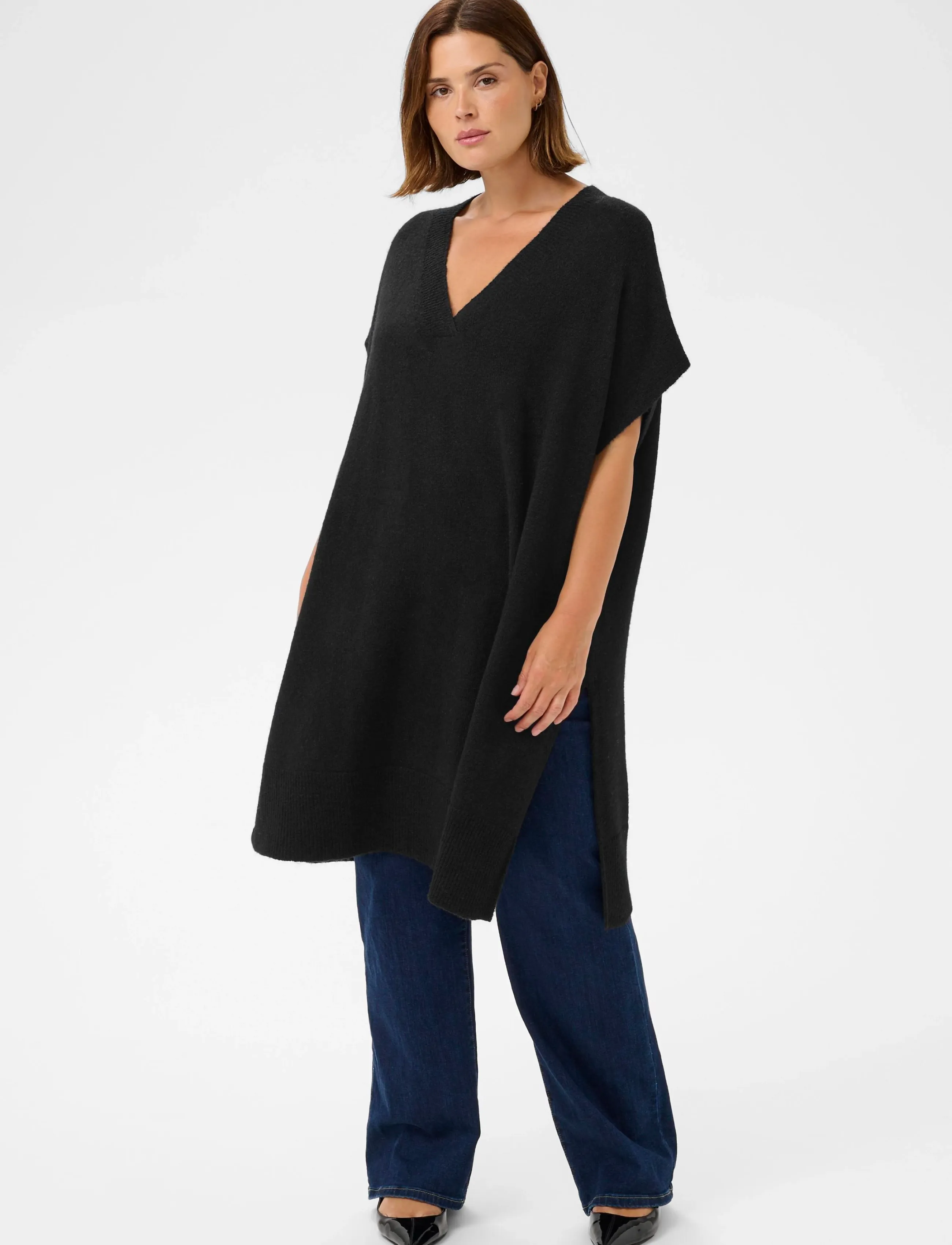 Kaffe Curve - KCannett Knit Poncho - ponchoer & kapper - black deep - 3