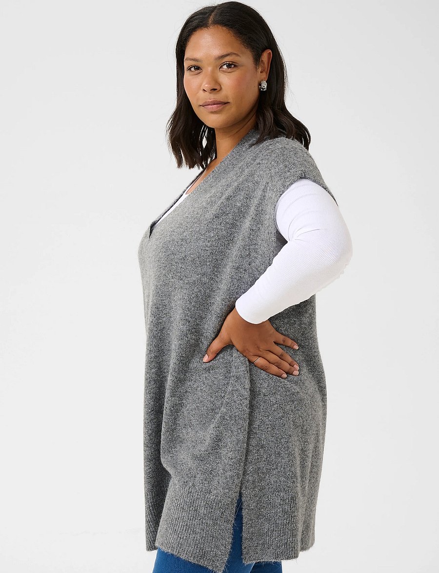 Kaffe Curve - KCannett Knit Poncho - ponchos & capes - dark grey melange - 2