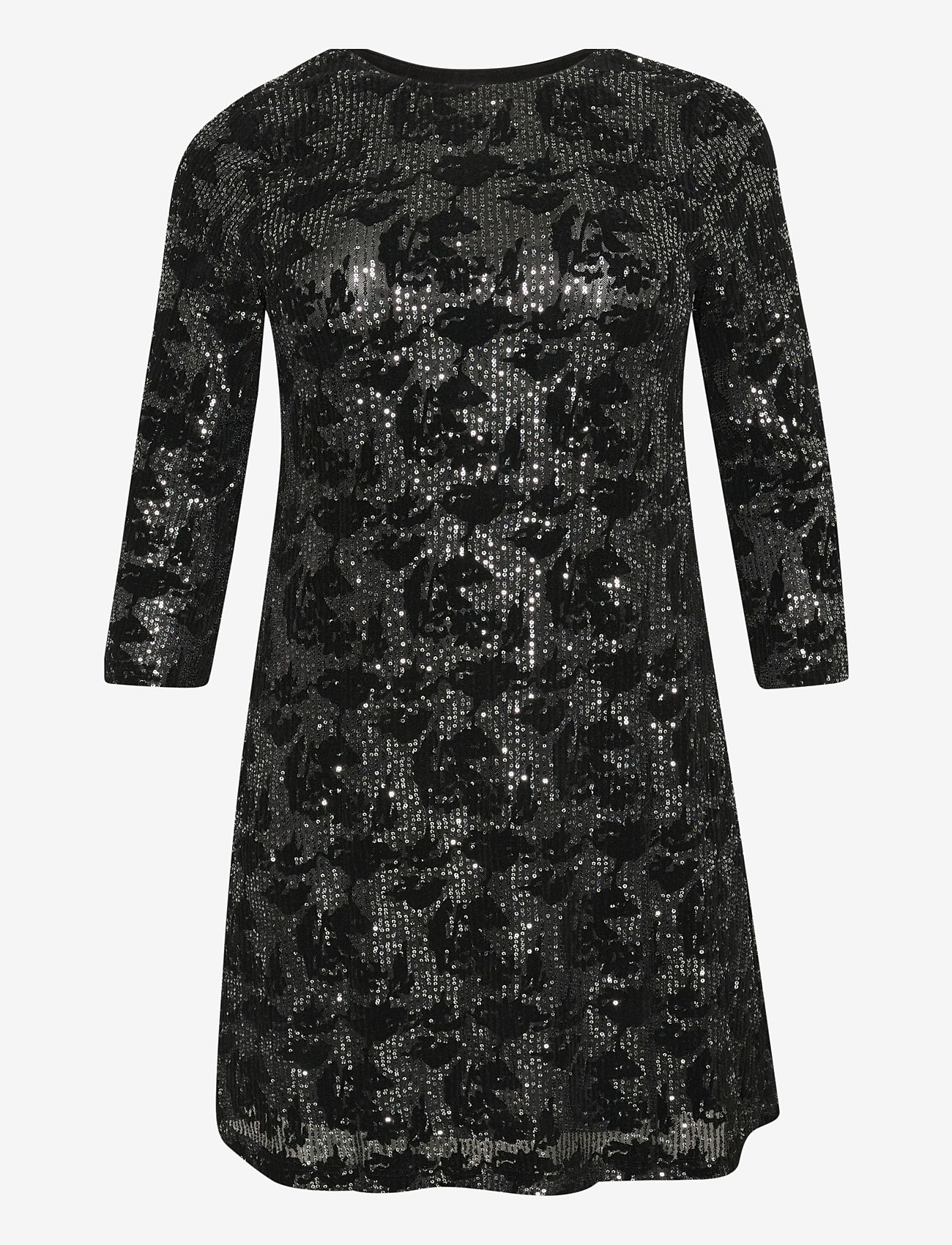 Kaffe Curve - KCBrit Sequin Dress - sequin dresses - black/dark silver sequin - 0