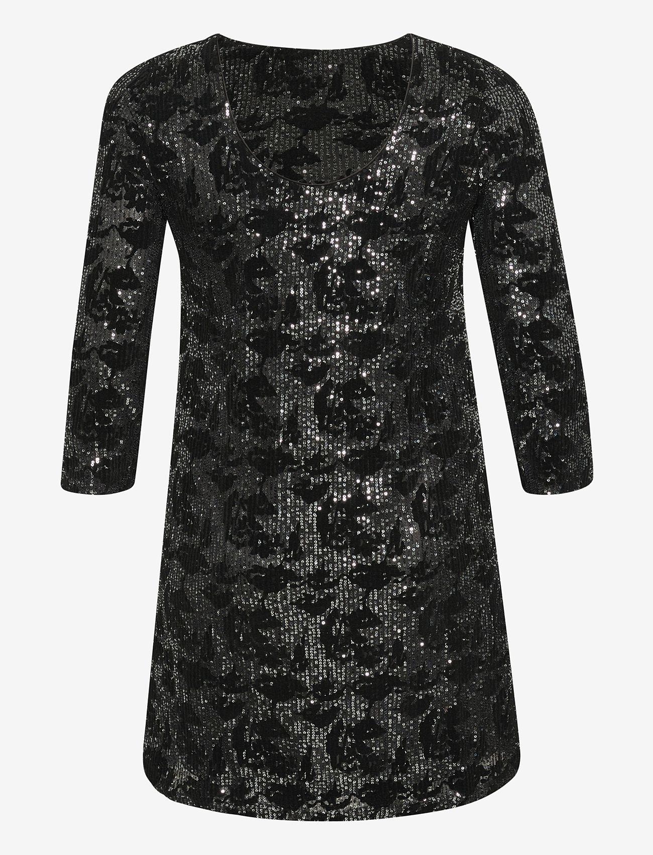 Kaffe Curve - KCBrit Sequin Dress - sequin dresses - black/dark silver sequin - 1