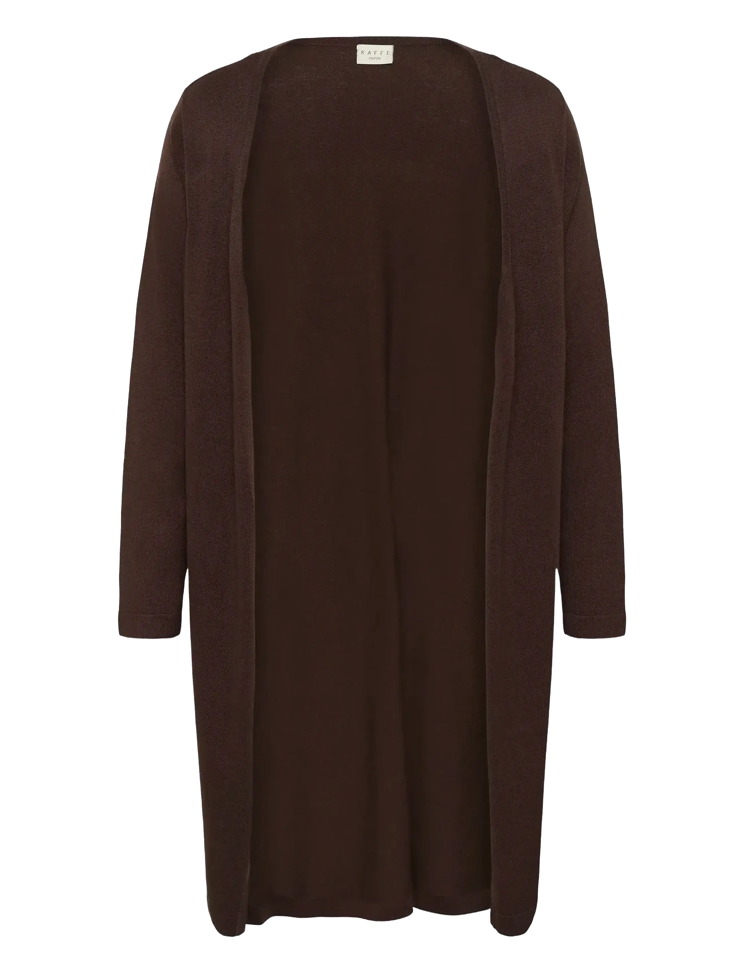 Kaffe Curve KCfarsia Long Cardigan - Transitional Layering - BLACK COFFEE / brown