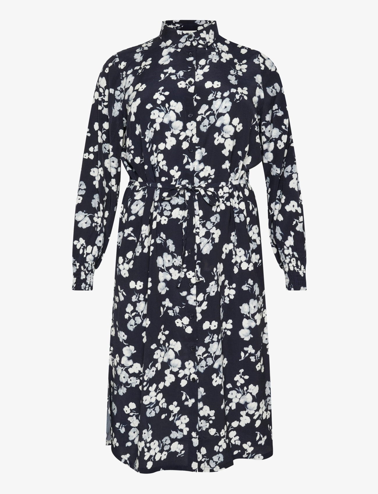 Kaffe Curve KCalicia Shirt Dress - Klänningar - MARINE FLOWER / navy