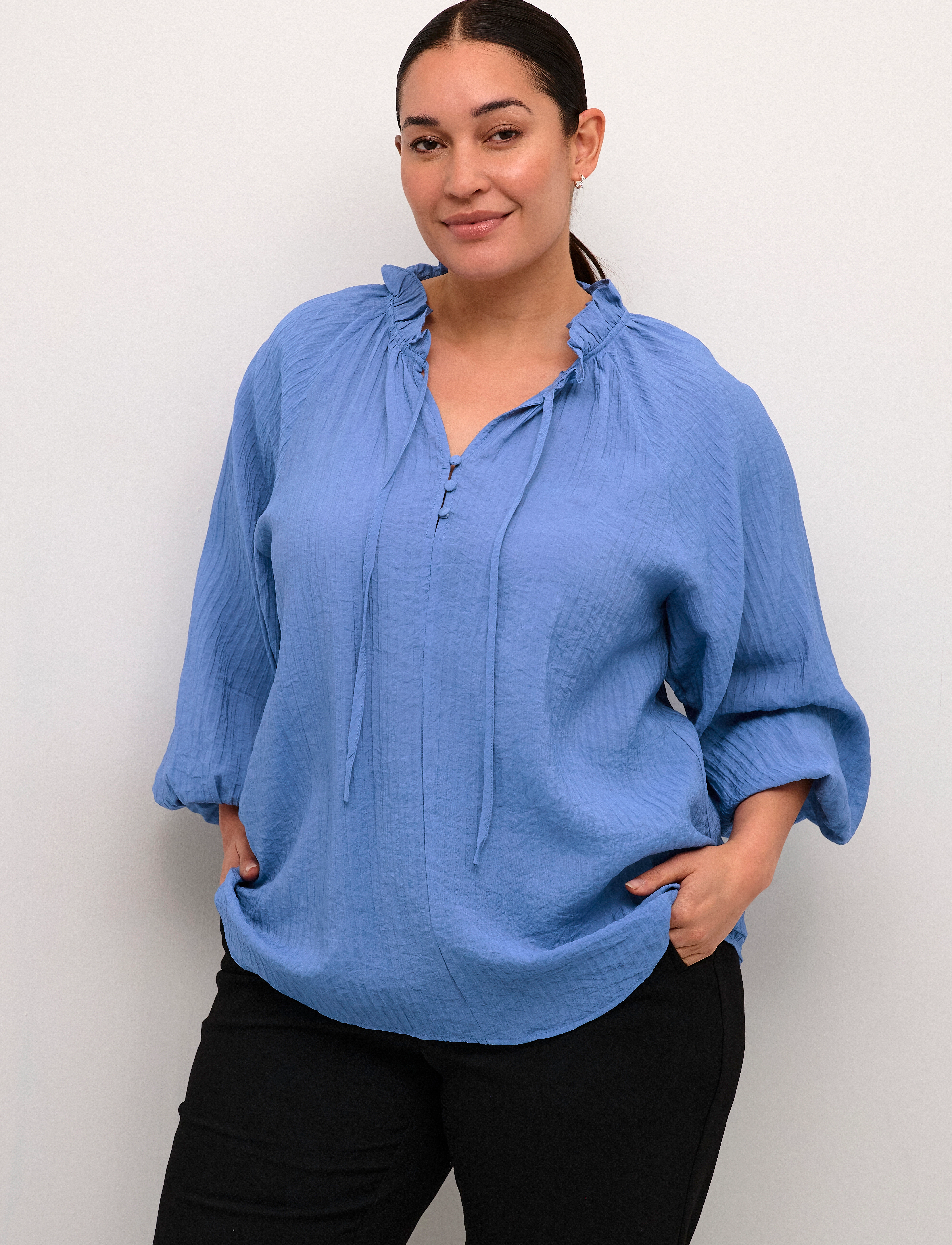 Kaffe Curve - KClinna Blouse - långärmade blusar - ebb and flow - 0