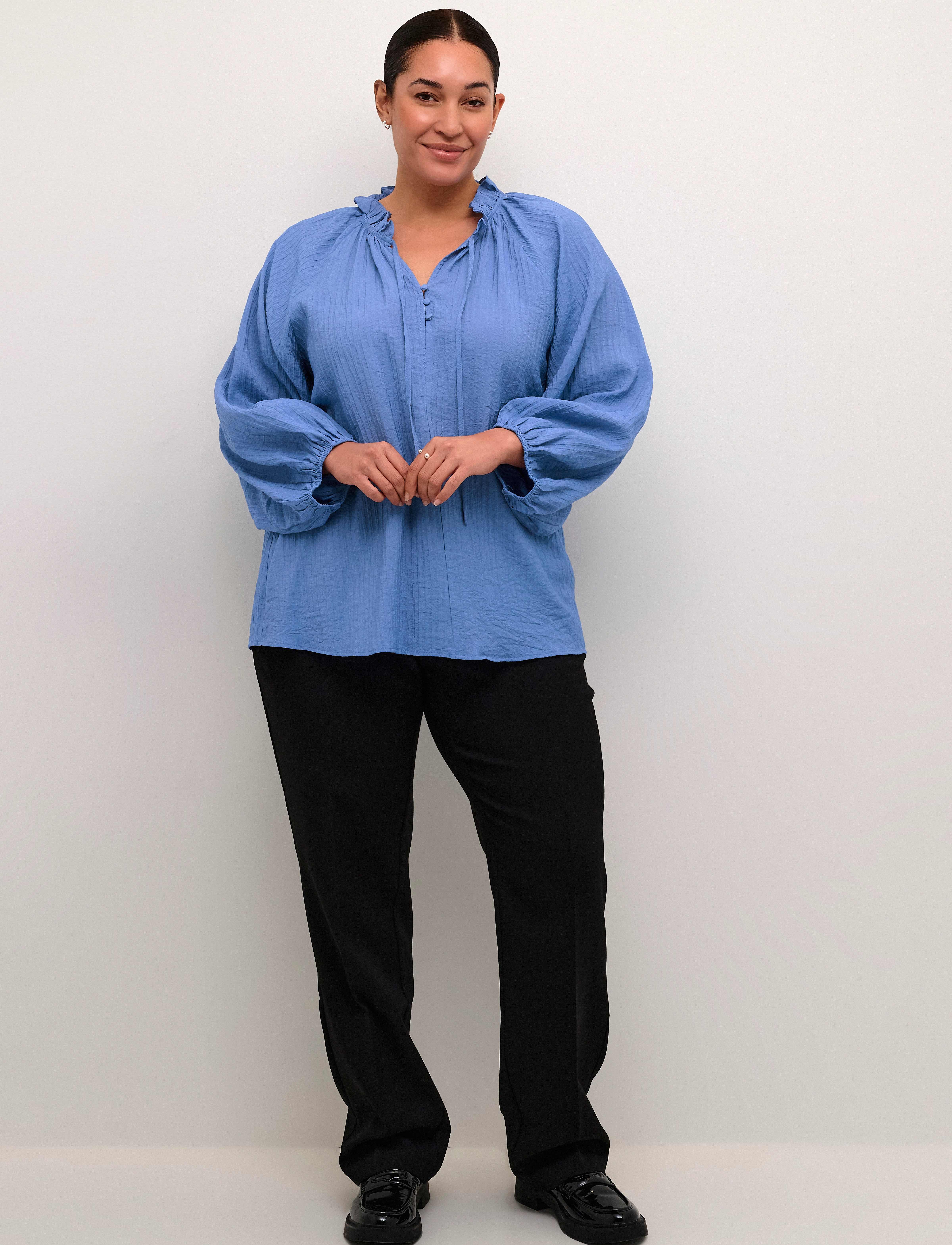 Kaffe Curve - KClinna Blouse - långärmade blusar - ebb and flow - 3