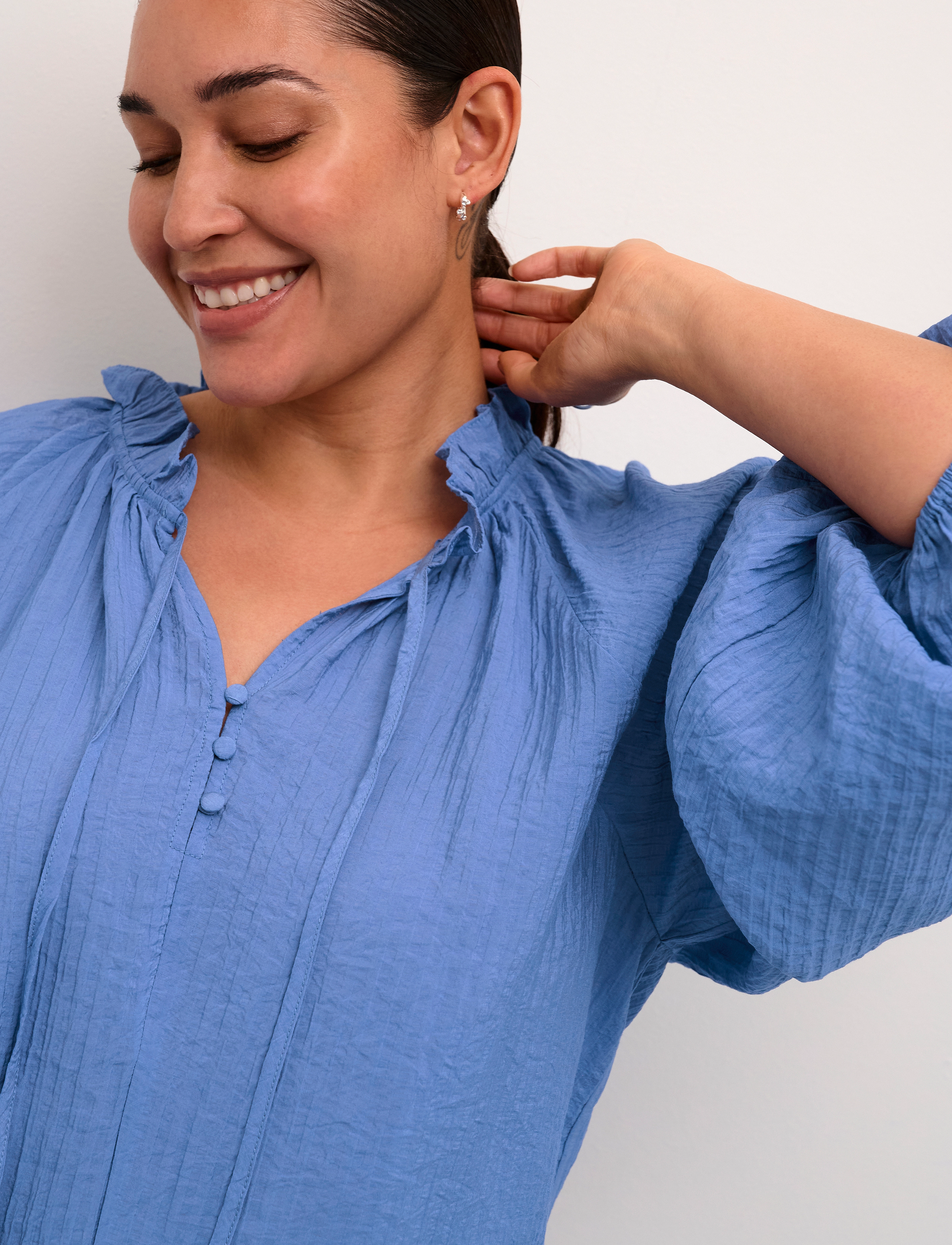 Kaffe Curve - KClinna Blouse - långärmade blusar - ebb and flow - 5