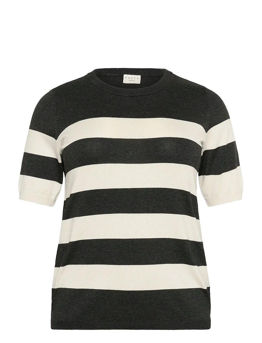 Kaffe Curve - KClizzy Striped Pullover - stickade tröjor - dgm/turtledove wide stripe - 1
