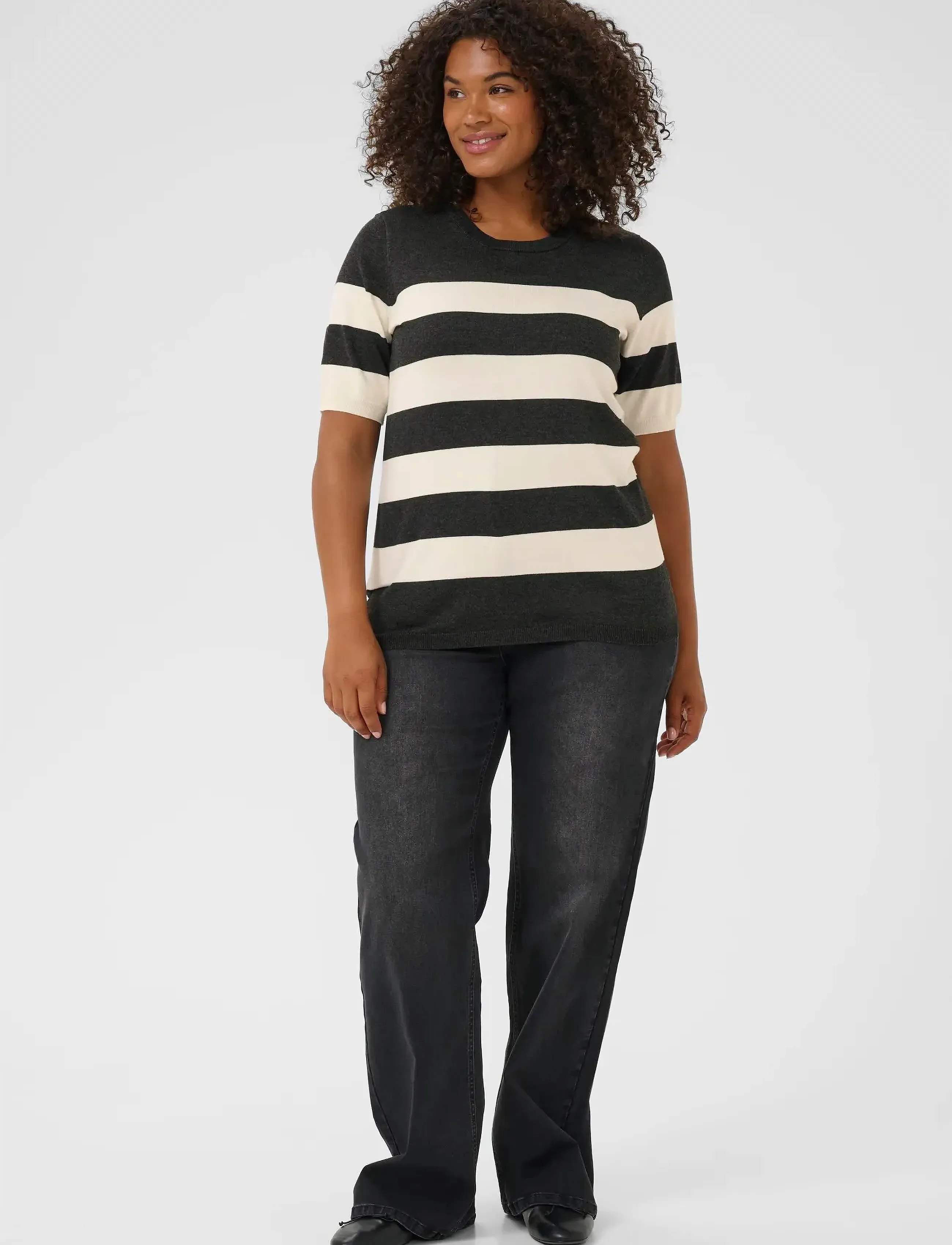 Kaffe Curve - KClizzy Striped Pullover - laveste priser - dgm/turtledove wide stripe - 3