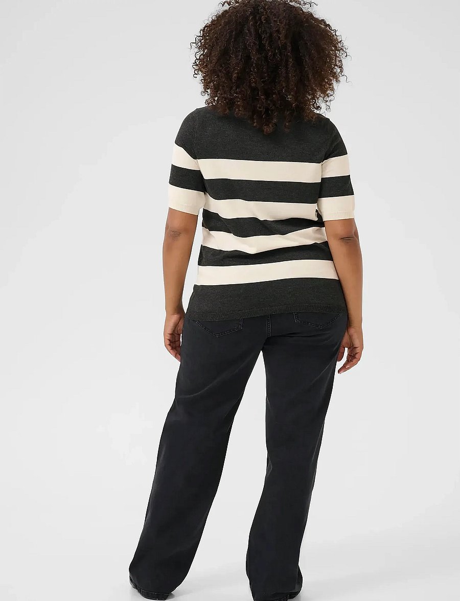 Kaffe Curve - KClizzy Striped Pullover - stickade tröjor - dgm/turtledove wide stripe - 4
