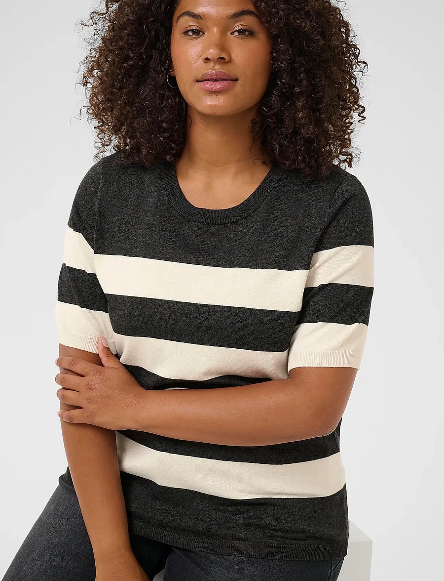 Kaffe Curve - KClizzy Striped Pullover - stickade tröjor - dgm/turtledove wide stripe - 5