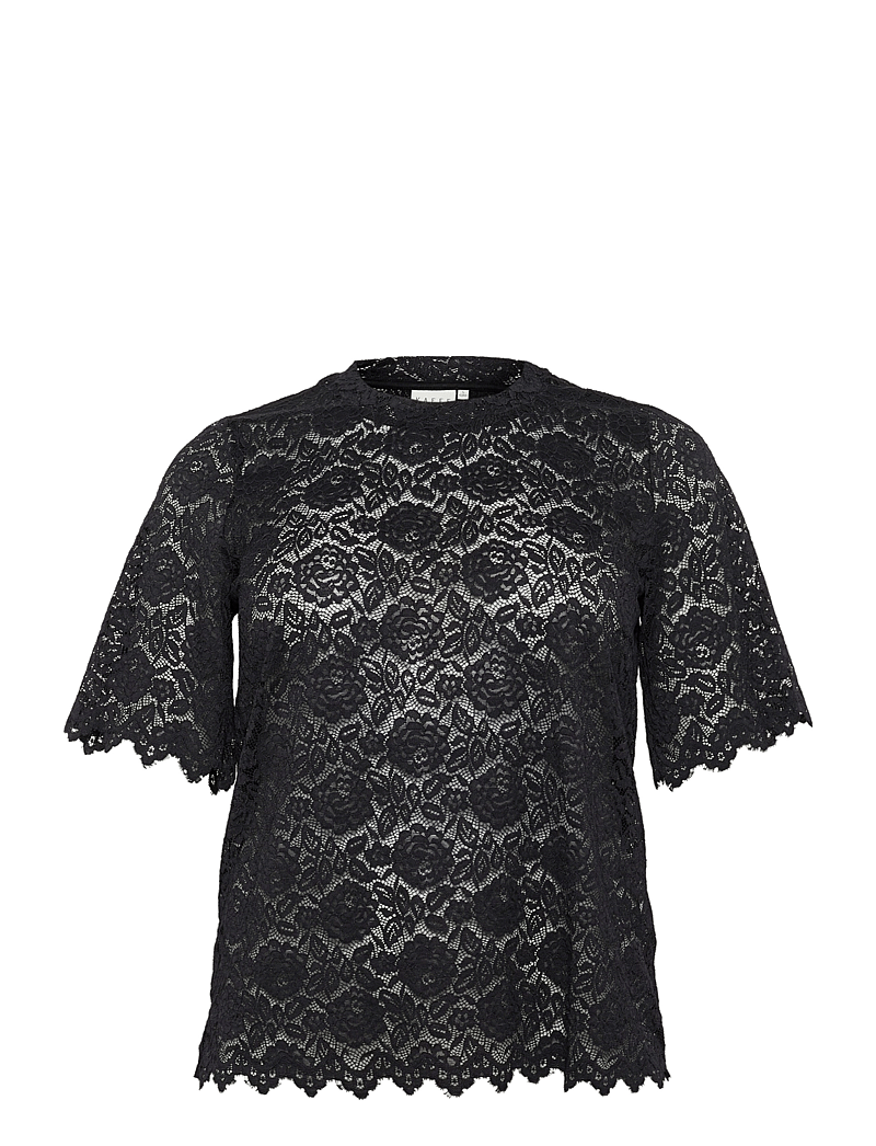 Kaffe Curve - KCjaida Lace T-Shirt - t-shirts - black deep - 1