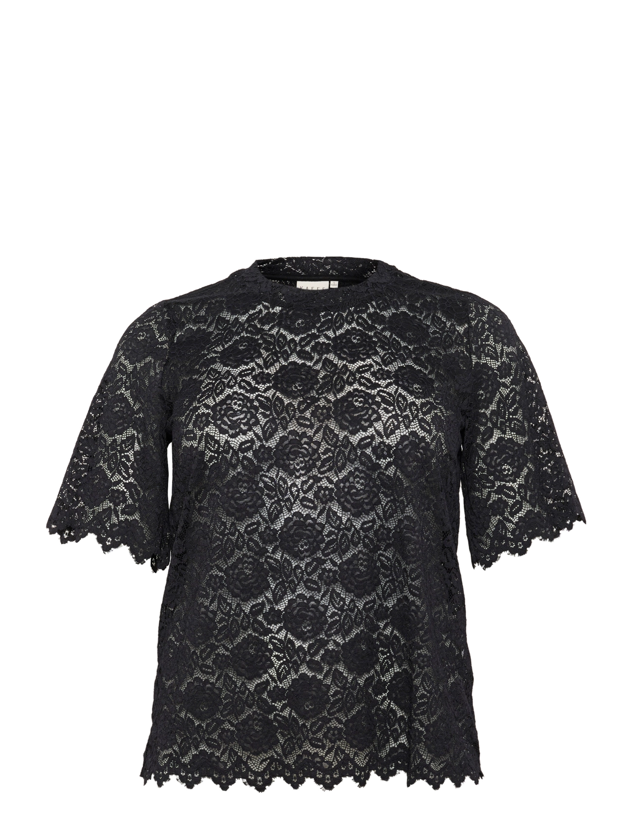 Kaffe Curve KCjaida Lace T-Shirt - Kaffe Curve - BLACK DEEP / black