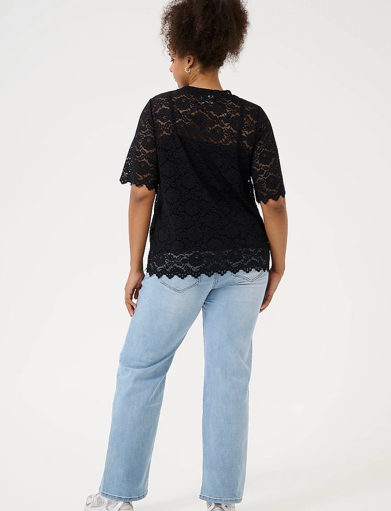 Kaffe Curve - KCjaida Lace T-Shirt - t-shirts - black deep - 4