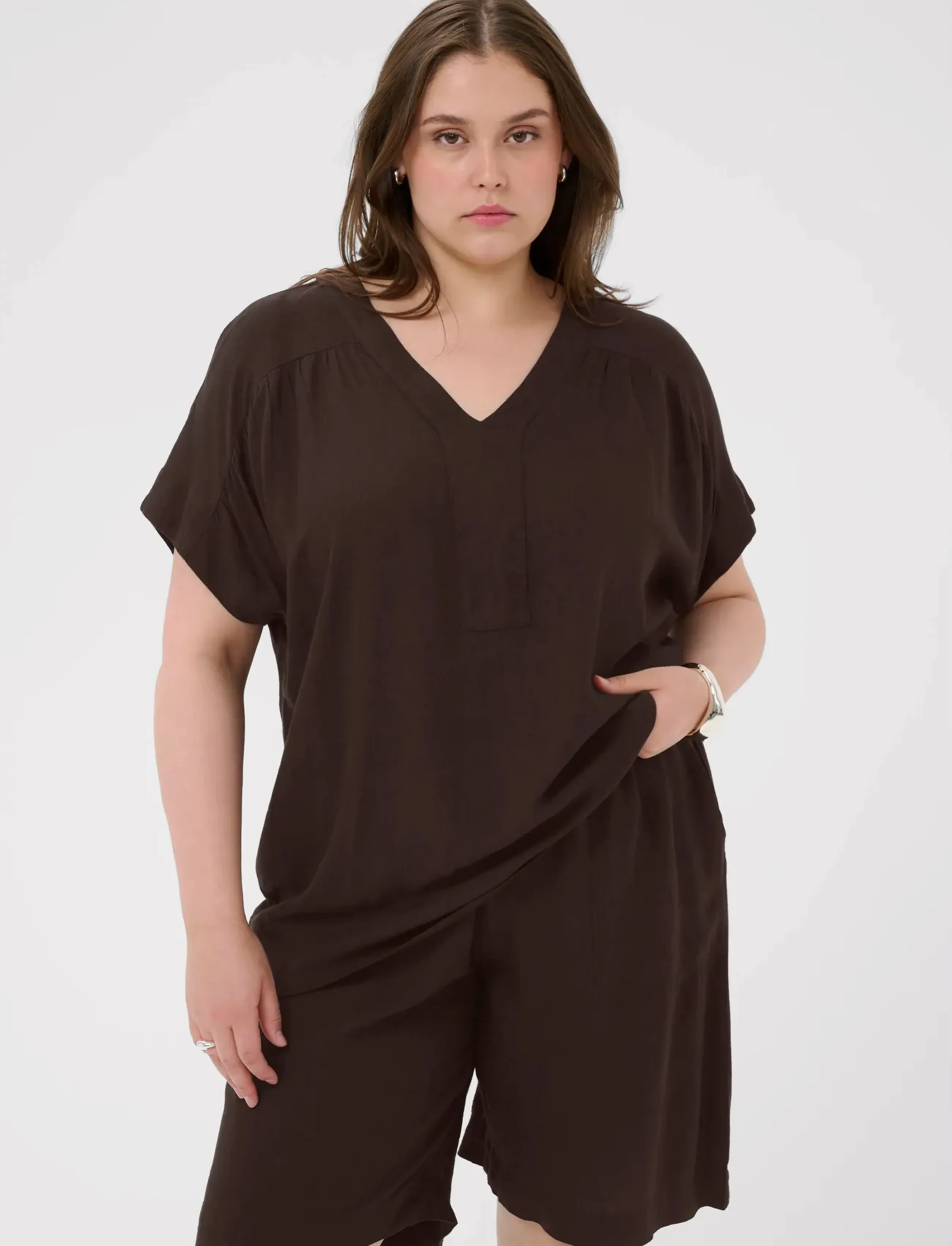 Kaffe Curve KCmille Wing SL Blouse - Blusen - BLACK COFFEE / brown
