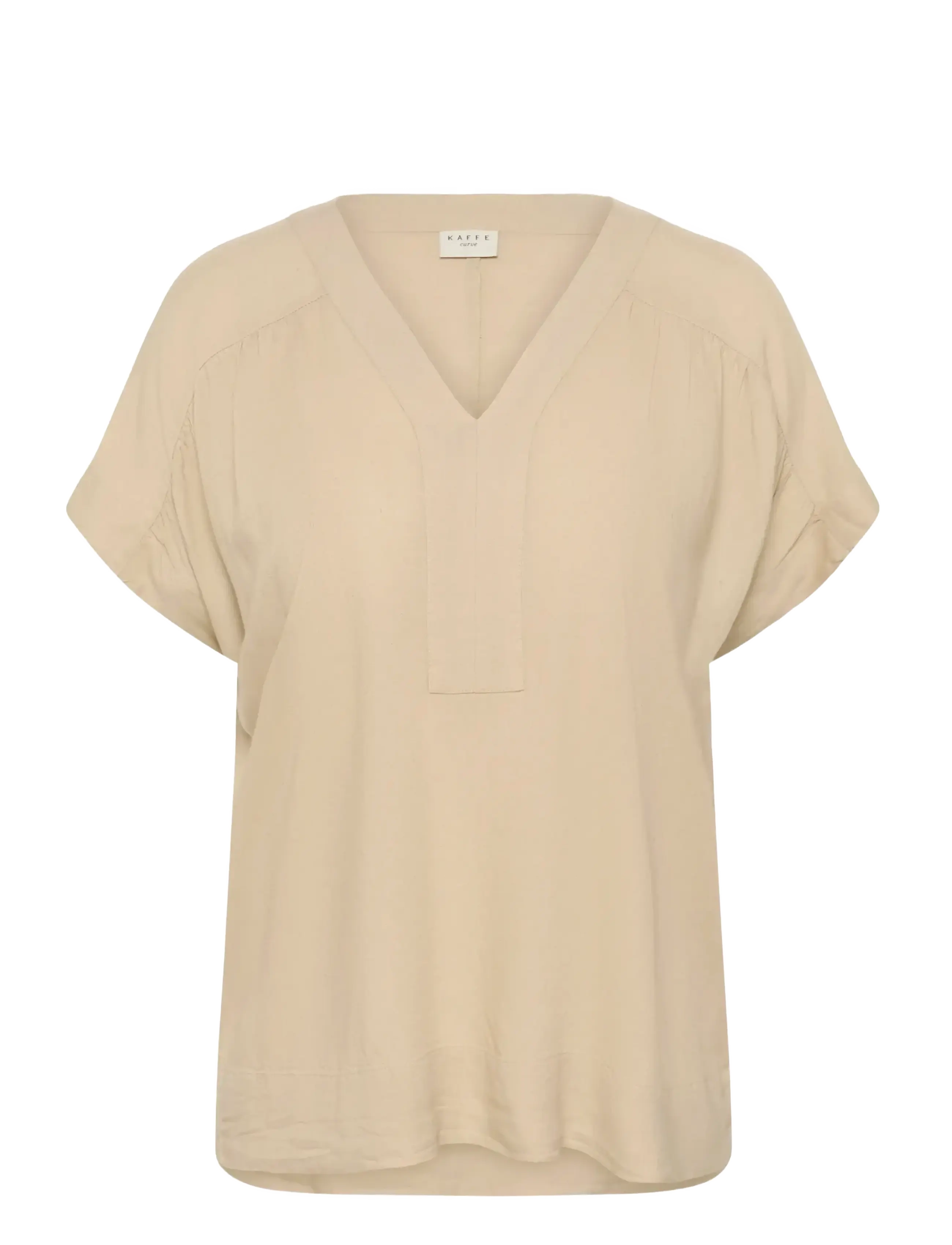 Kaffe Curve KCmille Wing SL Blouse - Bluser & Skjorter - FEATHER GRAY / beige