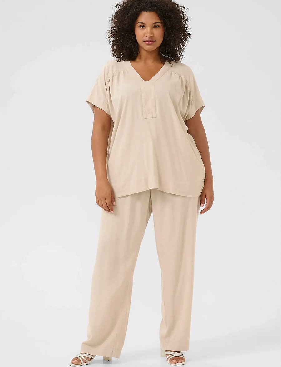 Kaffe Curve - KCmille Wing SL Blouse - kurzärmelige blusen - feather gray - 3