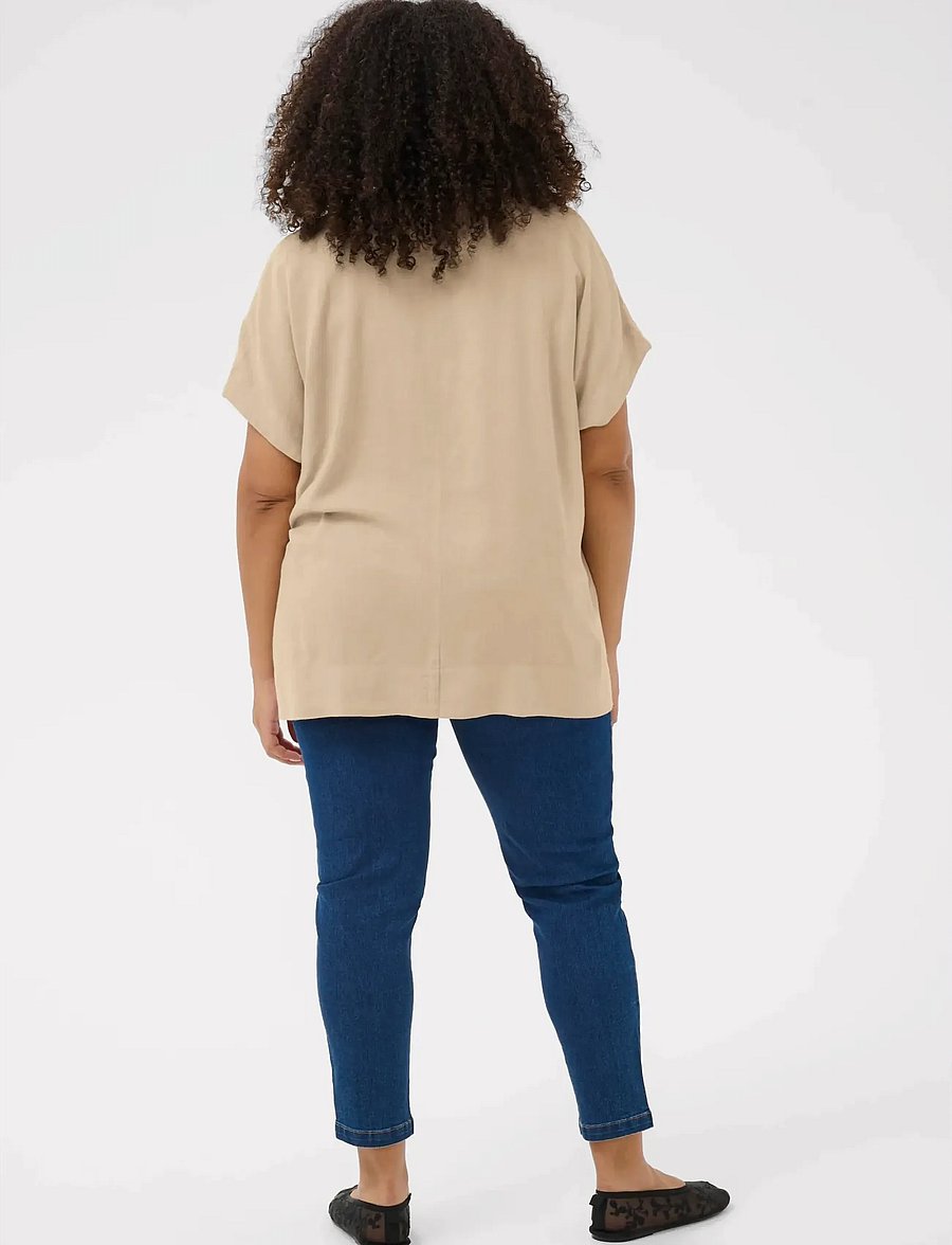 Kaffe Curve - KCmille Wing SL Blouse - kurzärmelige blusen - feather gray - 4