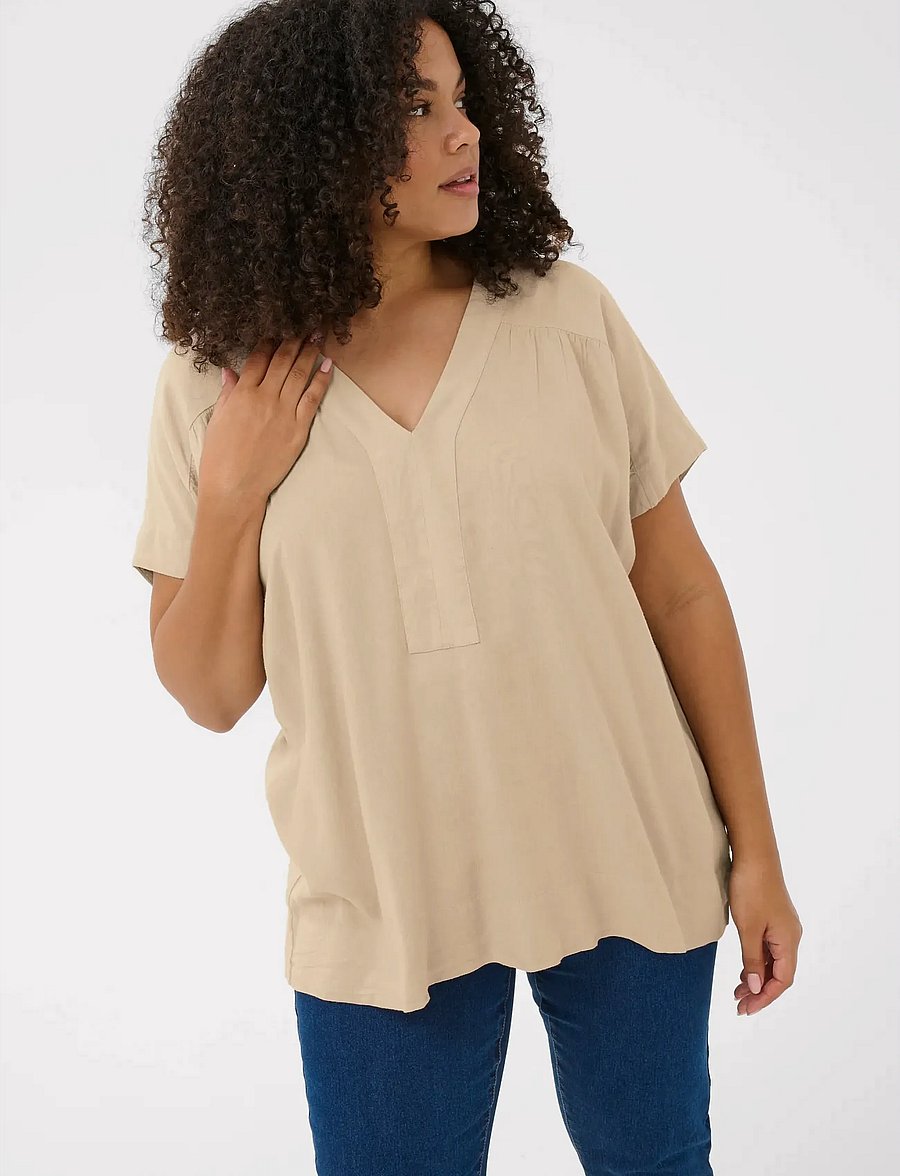 Kaffe Curve - KCmille Wing SL Blouse - kurzärmelige blusen - feather gray - 5