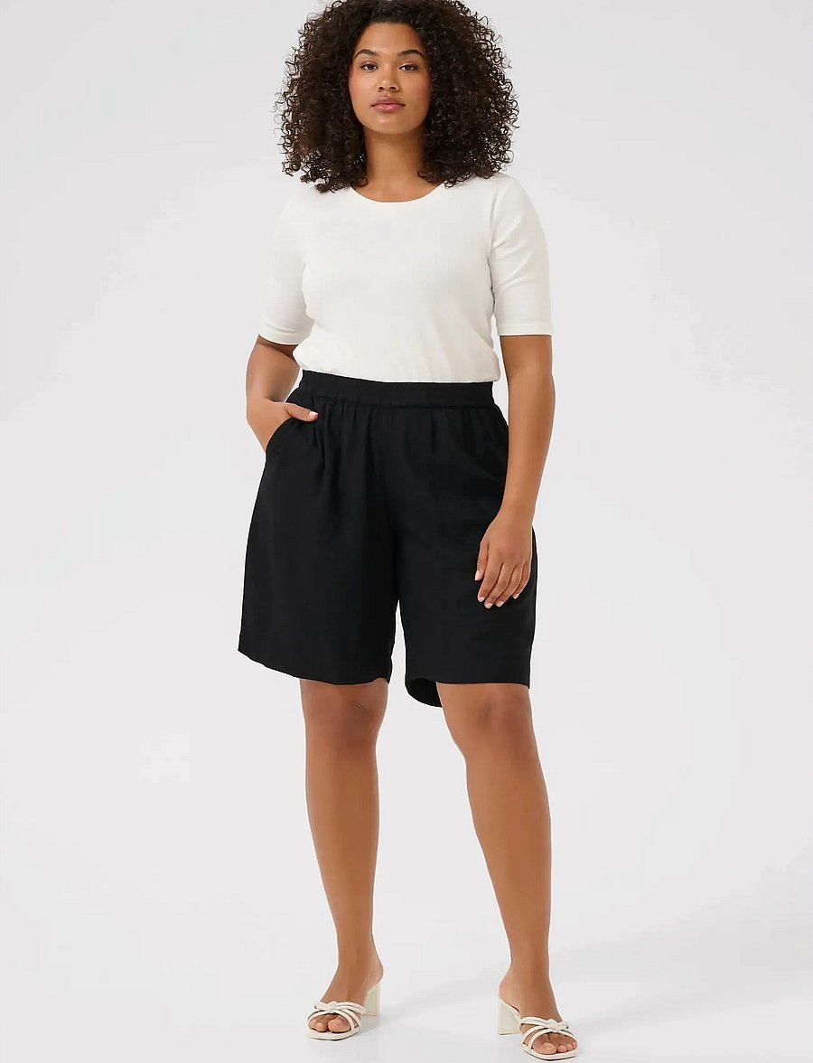 Kaffe Curve - KCmille Shorts - linased lühikesed püksid - black deep - 3