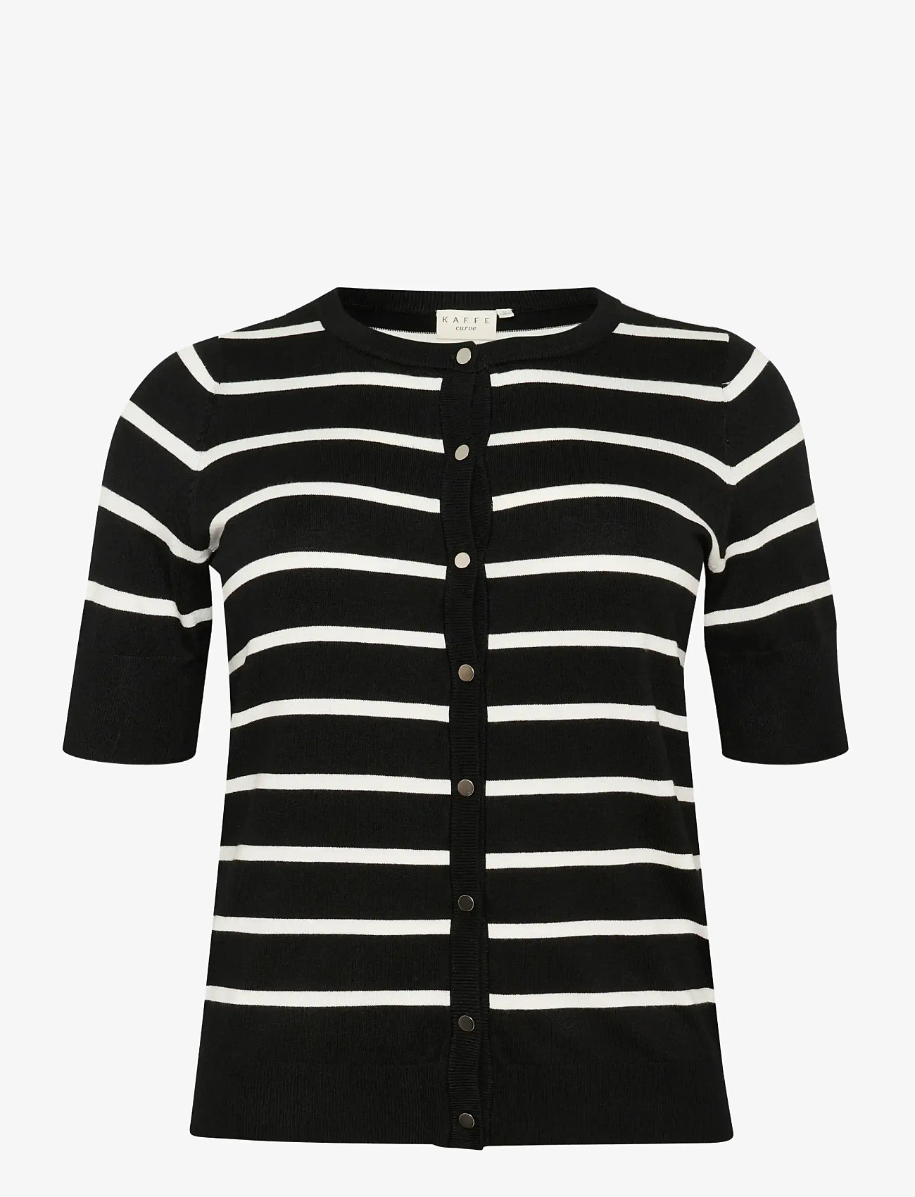 Kaffe Curve - KClizzy Short SL Cardigan - cardigans - black/chalk stripe - 1