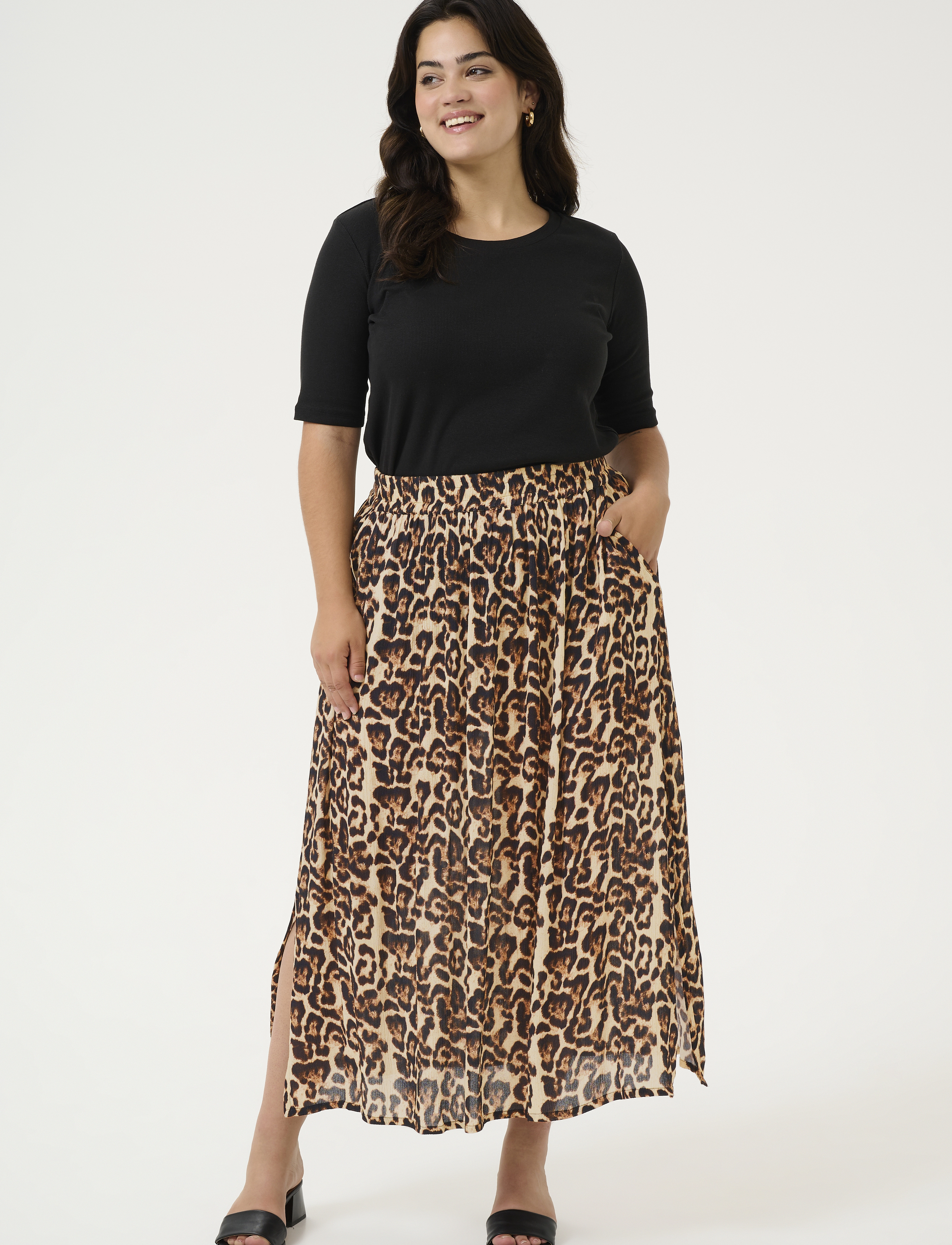 Kaffe Curve - KCedina Ami Skirt - naturel leopard print - 3