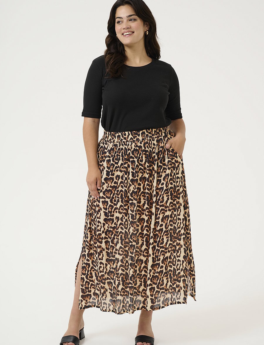 Kaffe Curve - KCedina Ami Skirt - midiseelikud - naturel leopard print - 3