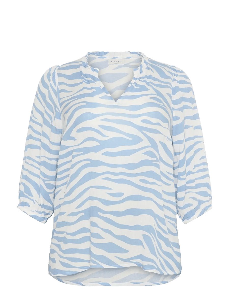 Kaffe Curve - KCedina Ami Blouse - langærmede bluser - soft chambray / chalk graphic - 1