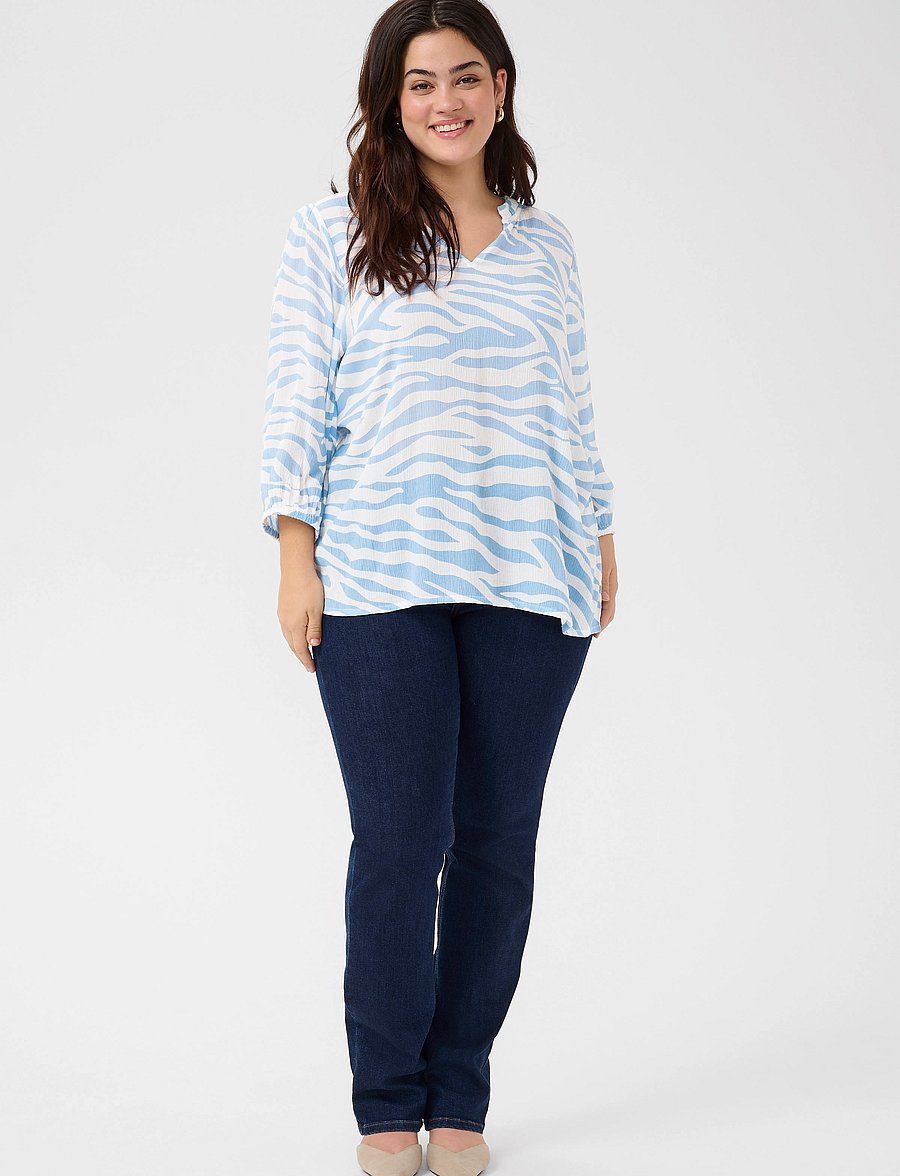 Kaffe Curve - KCedina Ami Blouse - langærmede bluser - soft chambray / chalk graphic - 3