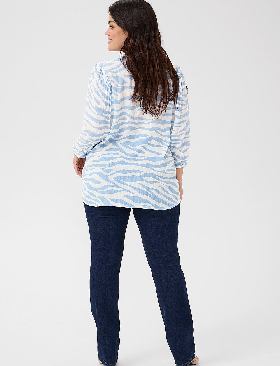 Kaffe Curve - KCedina Ami Blouse - langærmede bluser - soft chambray / chalk graphic - 4
