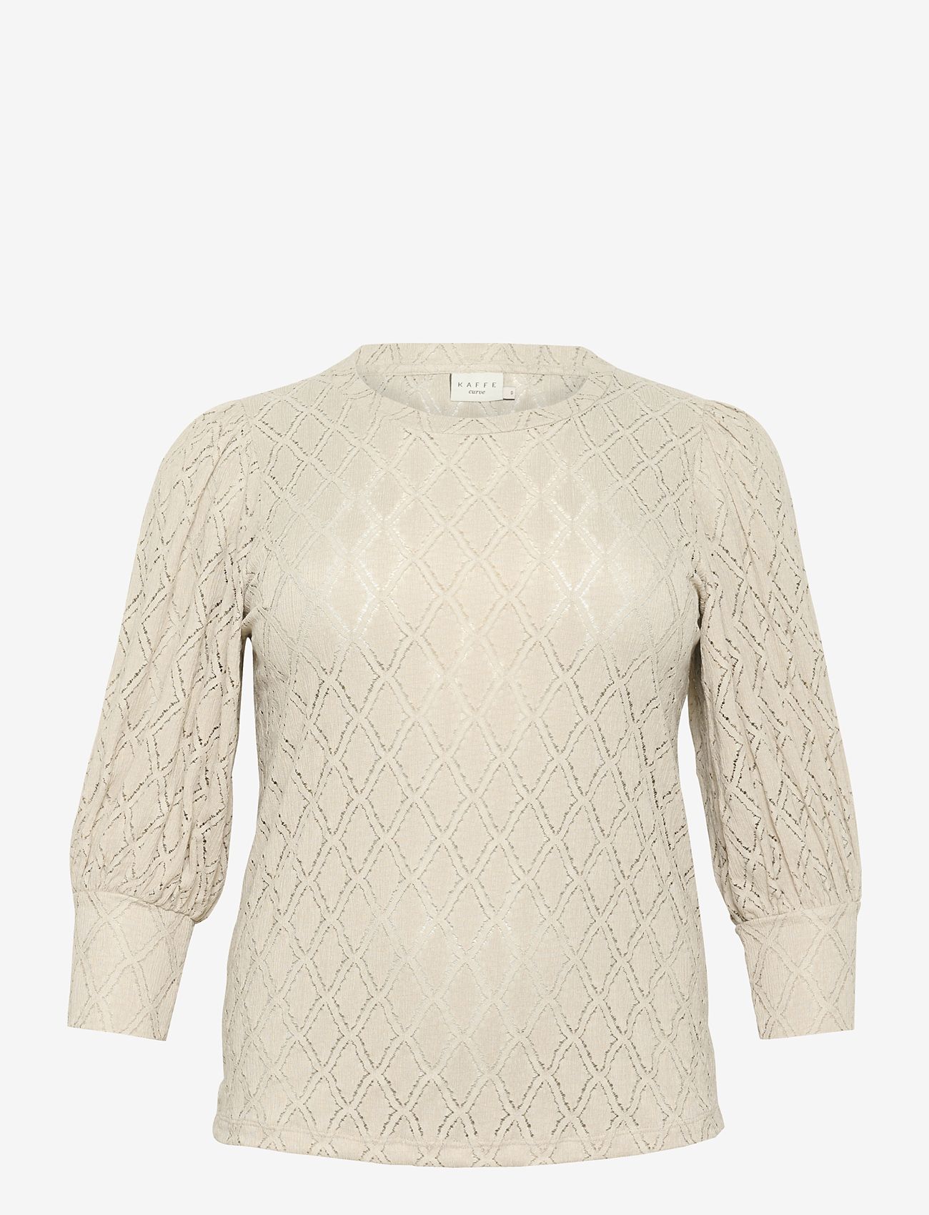 Kaffe Curve - KCtia Lace Blouse - kurzämlige blusen - feather gray - 0