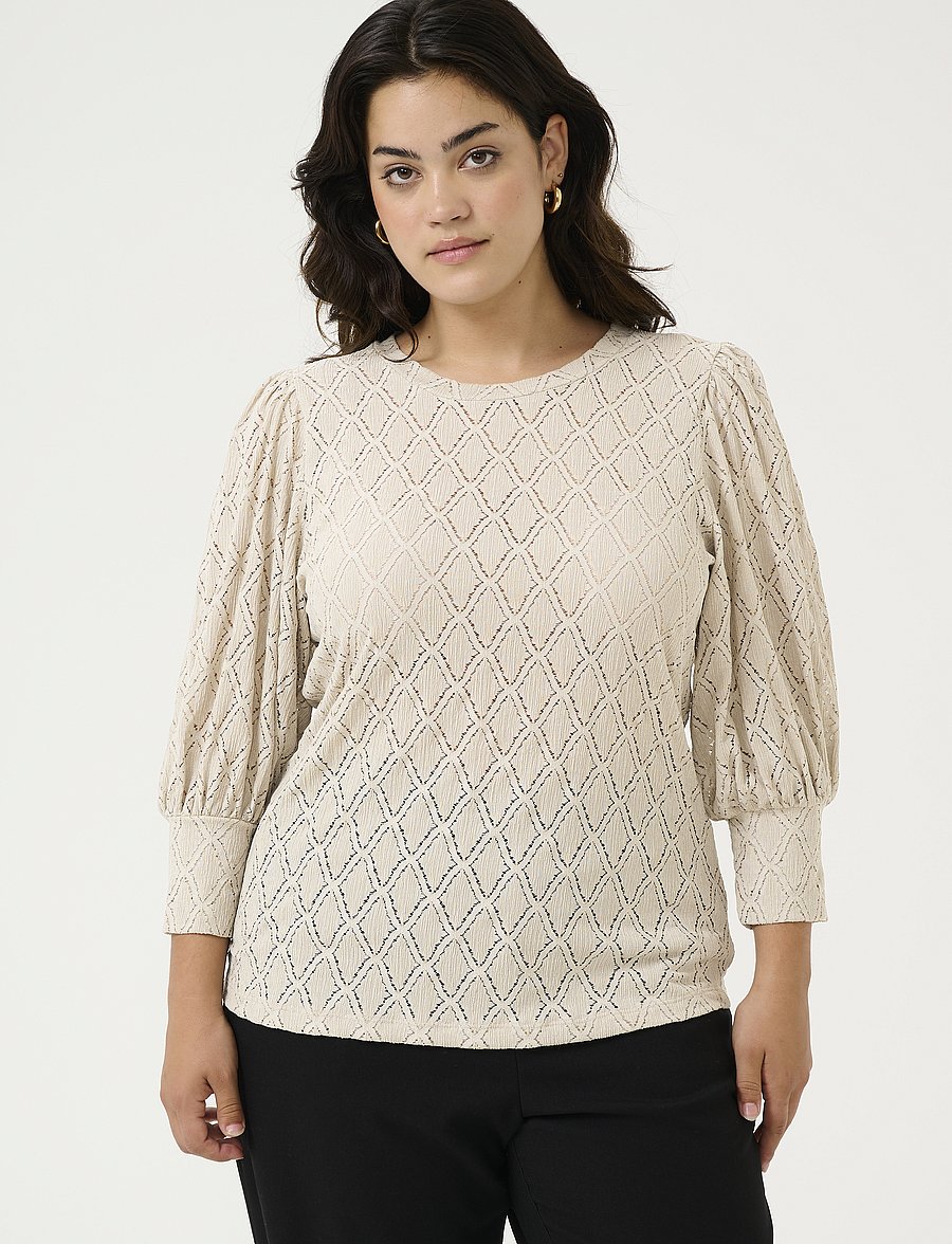 Kaffe Curve - KCtia Lace Blouse - kortærmede bluser - feather gray - 0