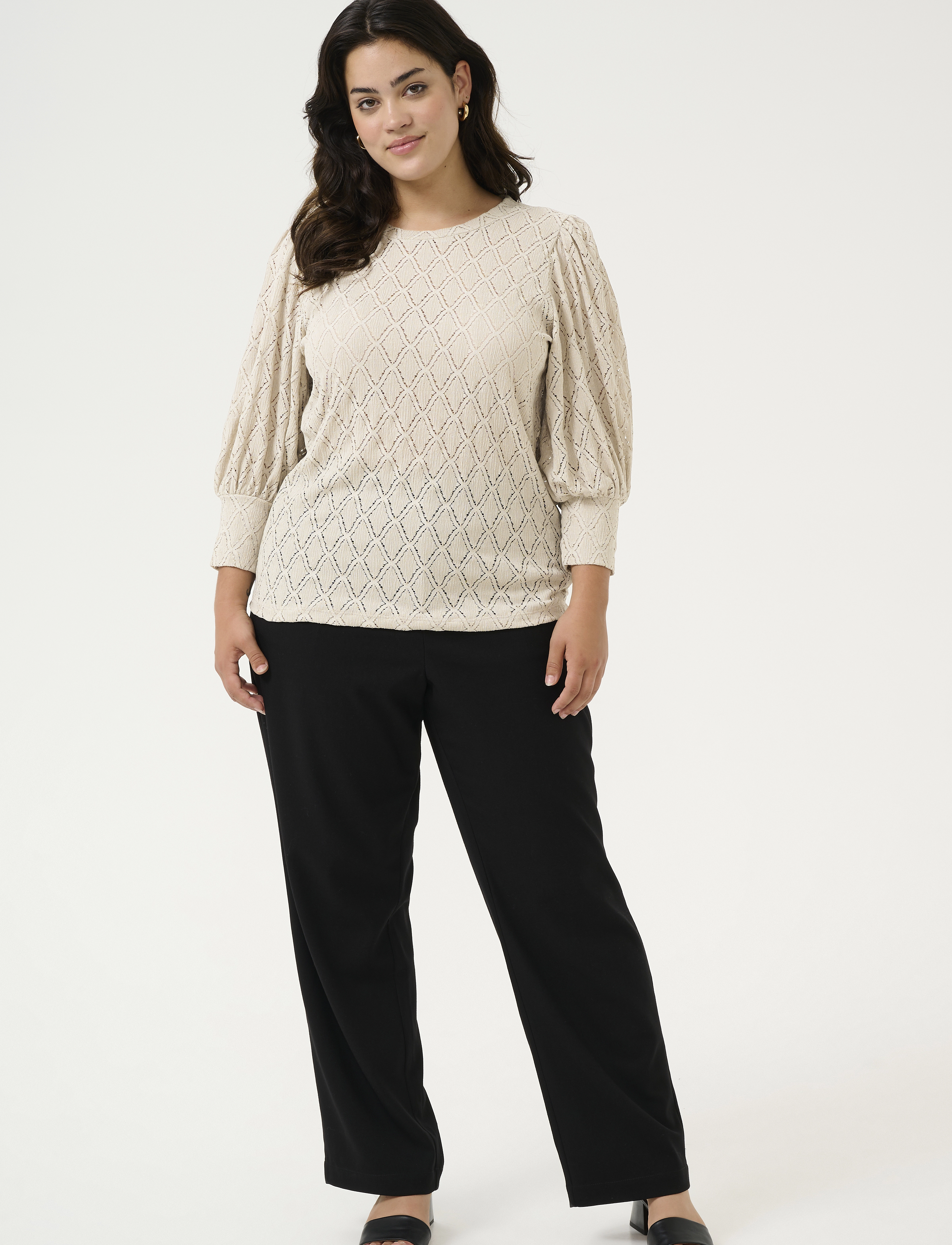Kaffe Curve - KCtia Lace Blouse - kurzämlige blusen - feather gray - 3