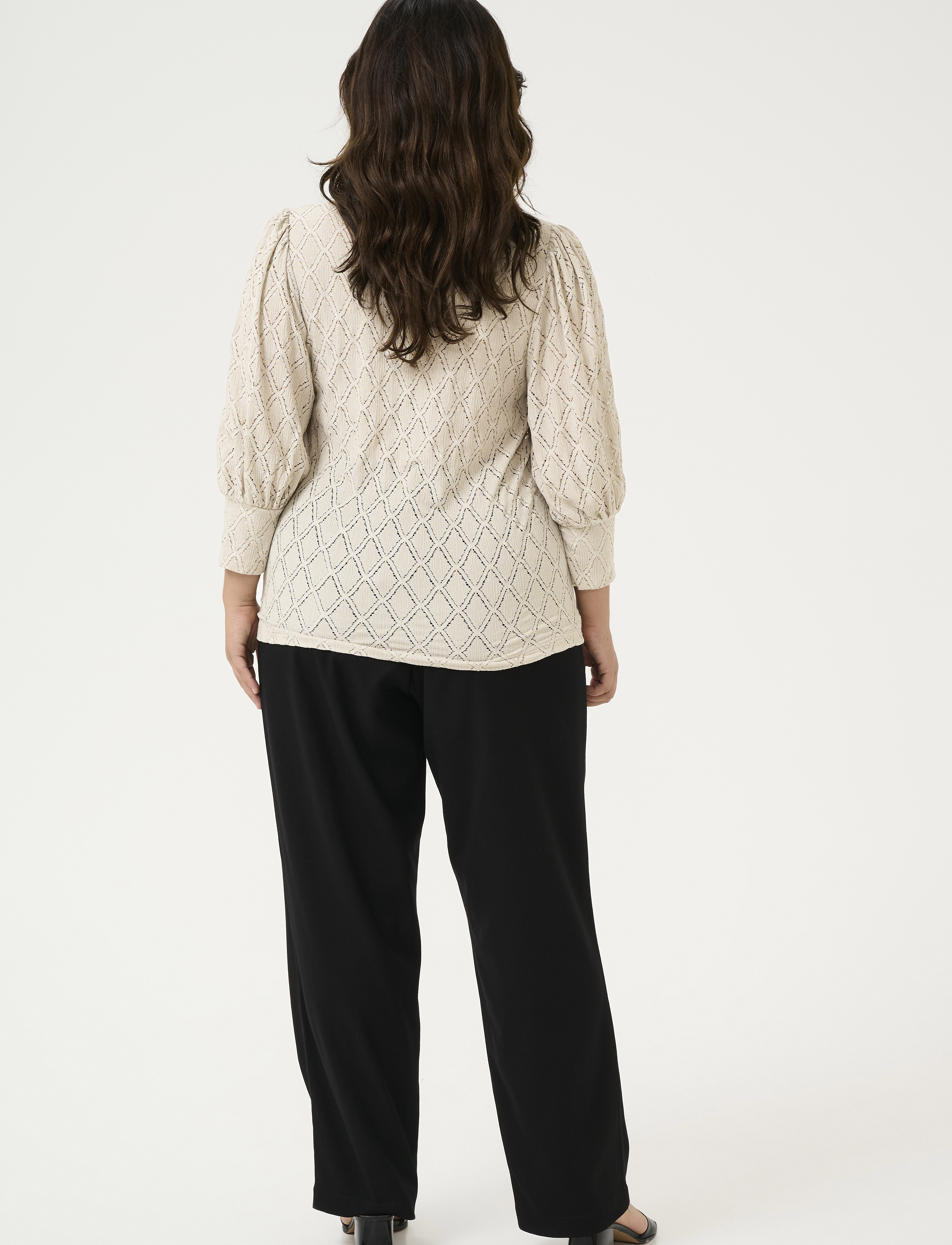 Kaffe Curve - KCtia Lace Blouse - kurzämlige blusen - feather gray - 4