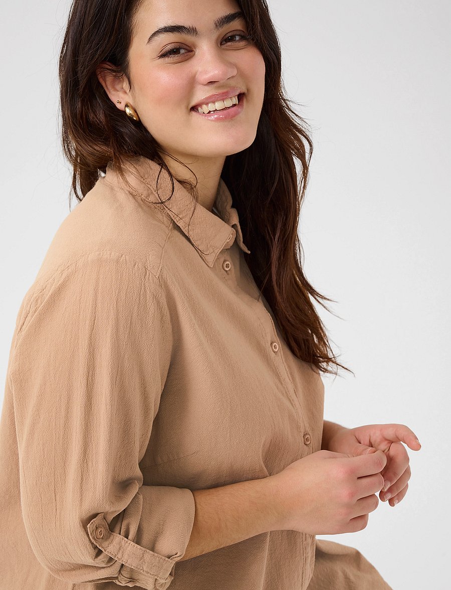 Kaffe Curve - KCnana Shirt - short-sleeved shirts - classic sand - 5