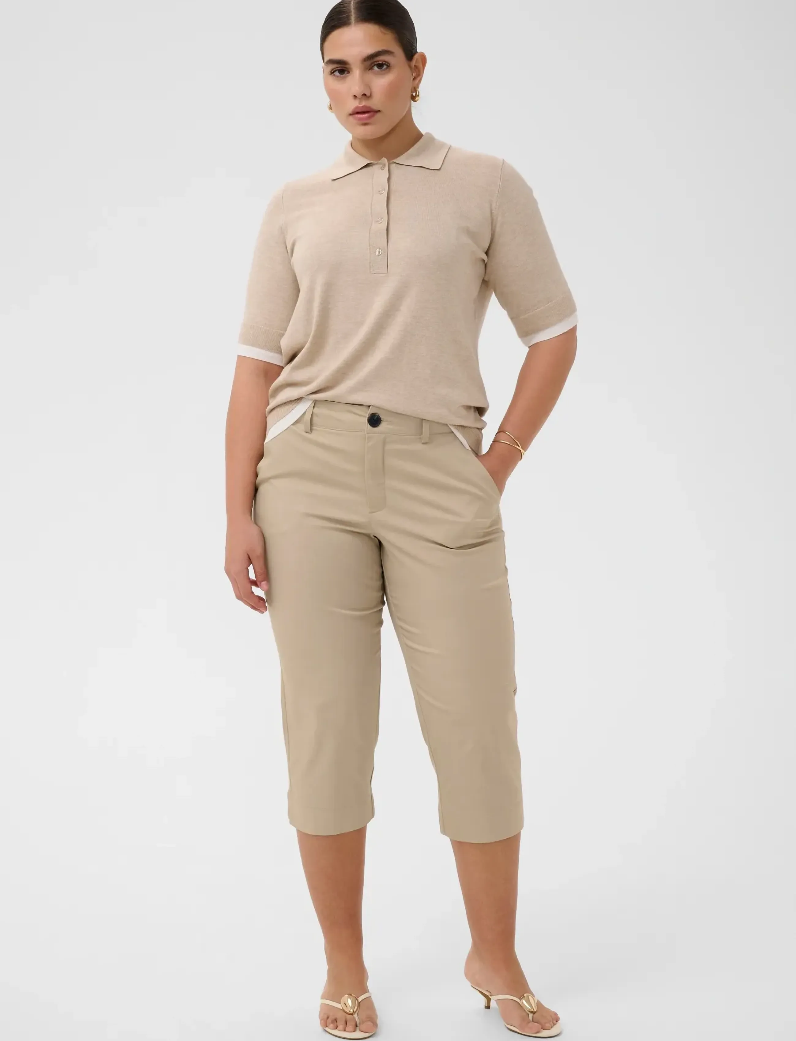 Kaffe Curve - KCleana Capri Pants - caprit - feather gray - 3