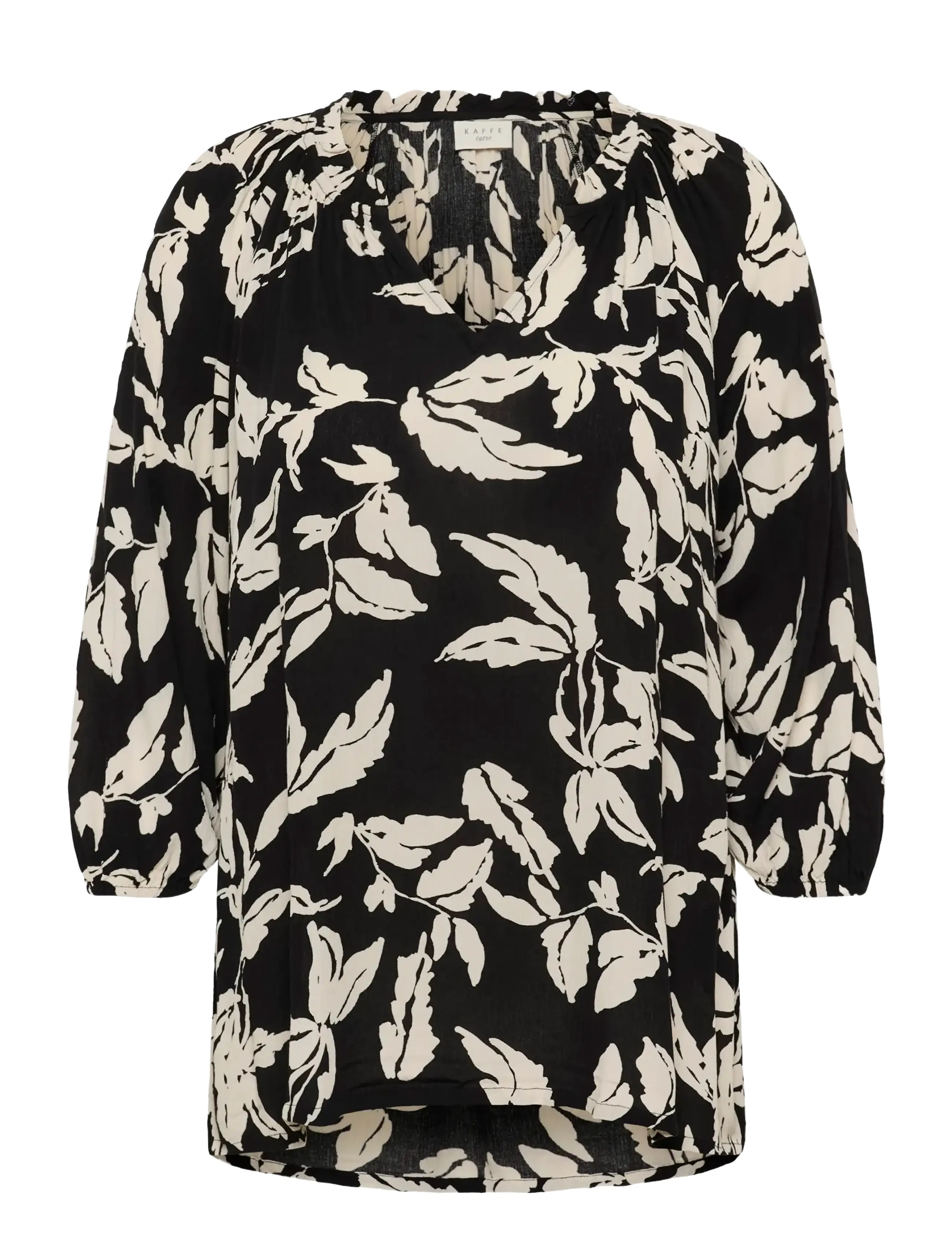 Kaffe Curve KCtrine Ami Blouse - Kleidung - BLACK CHALK LEAVES / black
