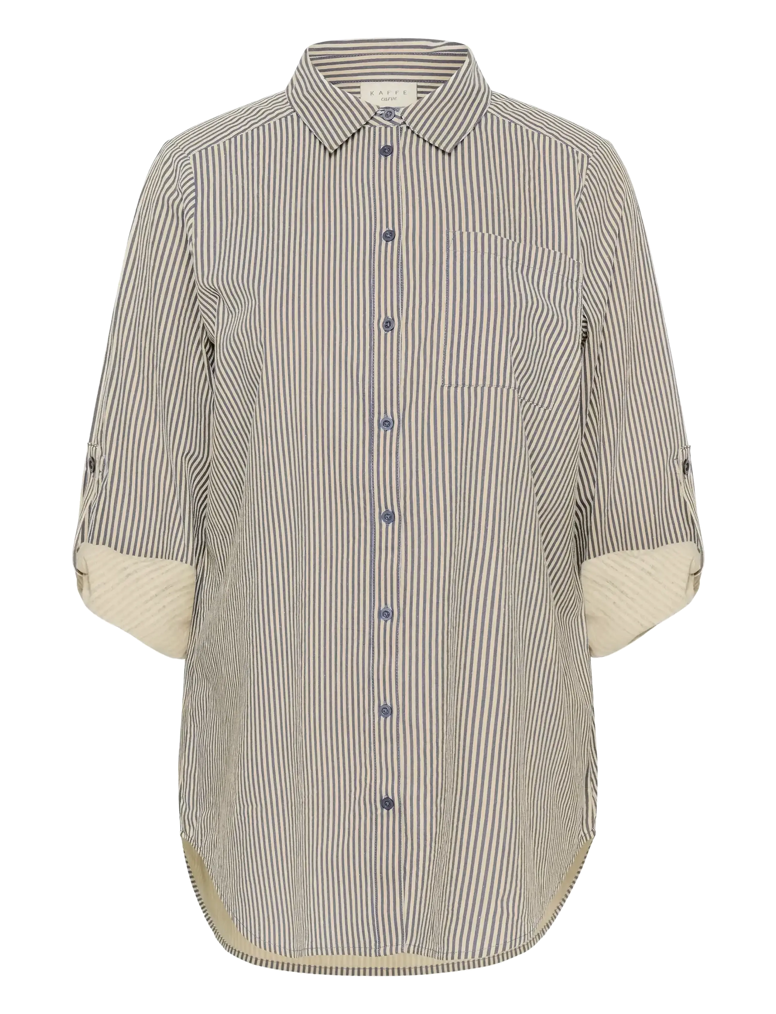 Kaffe Curve KCnana Striped Shirt Tunic - Blusen & Hemden - MIDNIGHT/WHITE STRIPE / beige