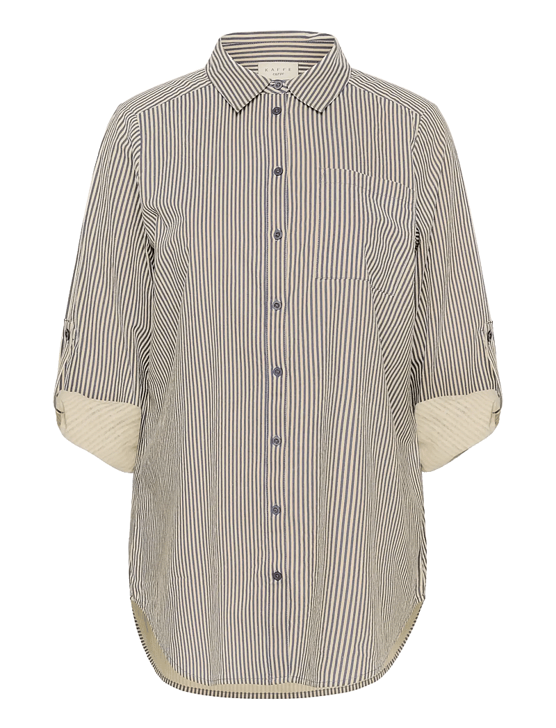 Kaffe Curve - KCnana Striped Shirt Tunic - långärmade skjortor - midnight/white stripe - 1