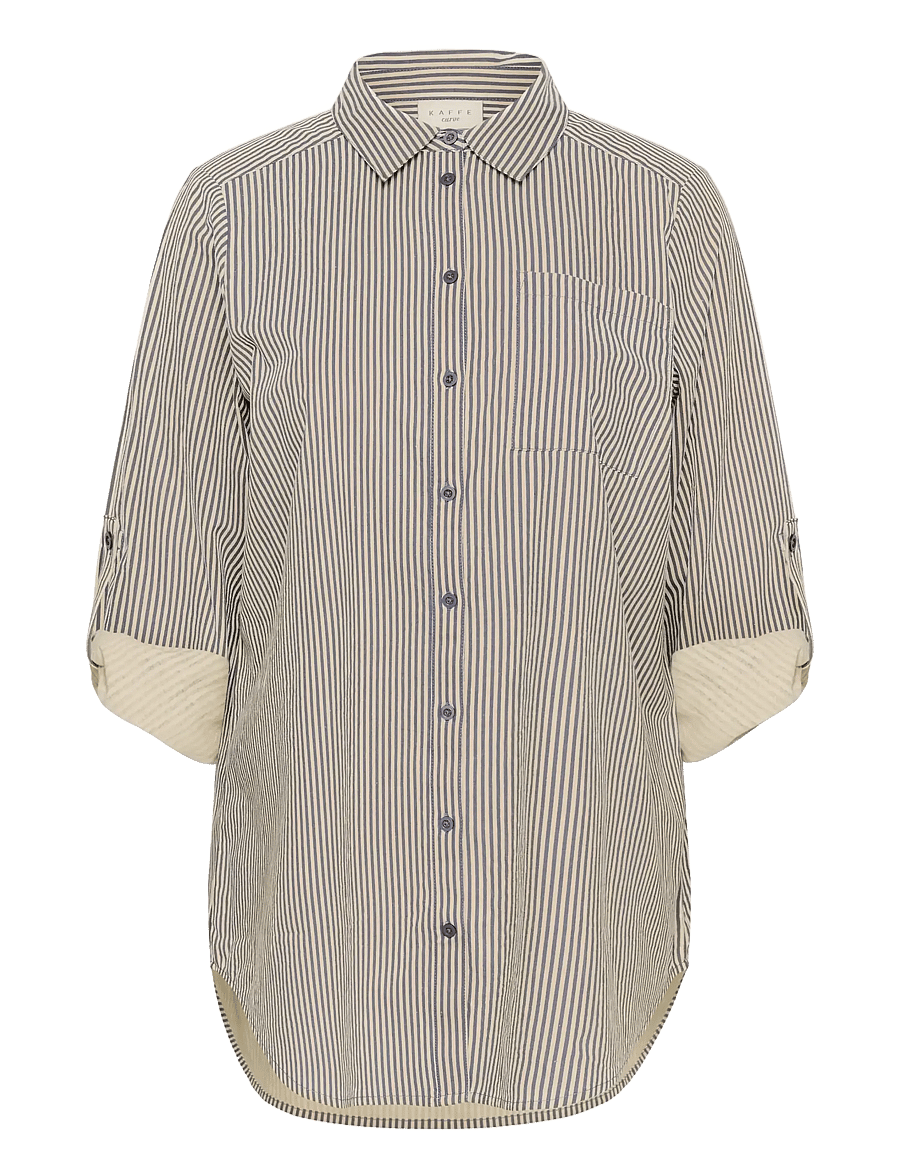 Kaffe Curve - KCnana Striped Shirt Tunic - langærmede skjorter - midnight/white stripe - 1