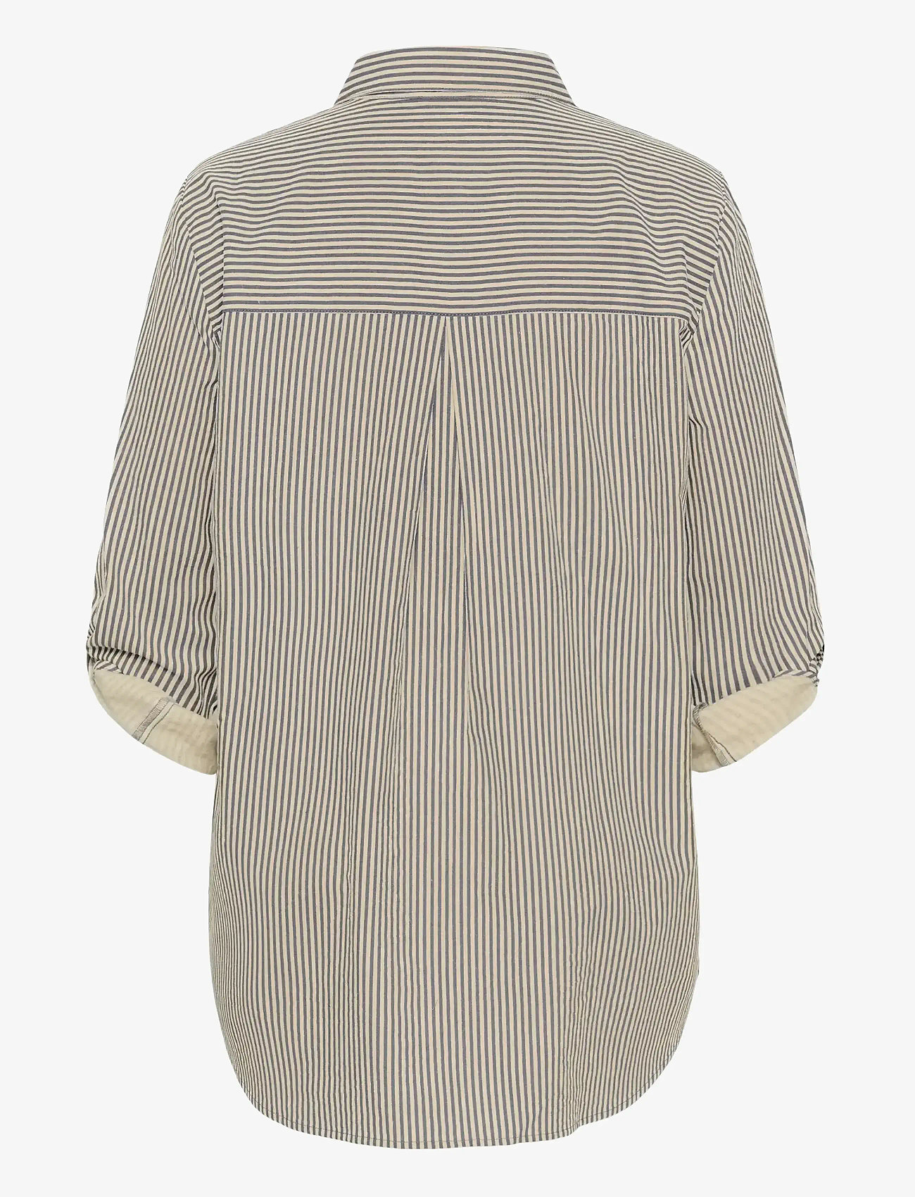 Kaffe Curve - KCnana Striped Shirt Tunic - langärmlige hemden - midnight/white stripe - 2