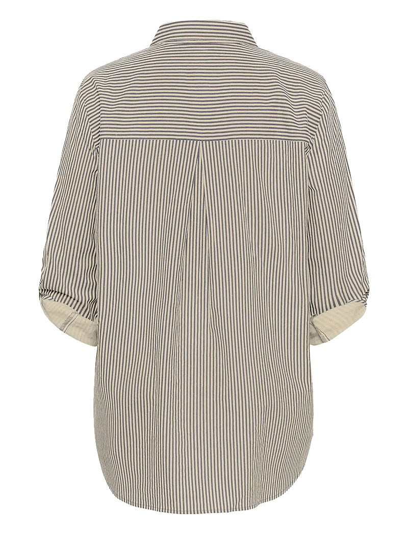 Kaffe Curve - KCnana Striped Shirt Tunic - langärmlige hemden - midnight/white stripe - 2