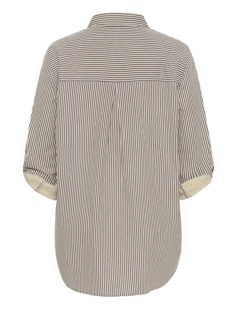 Kaffe Curve - KCnana Striped Shirt Tunic - langærmede skjorter - midnight/white stripe - 2