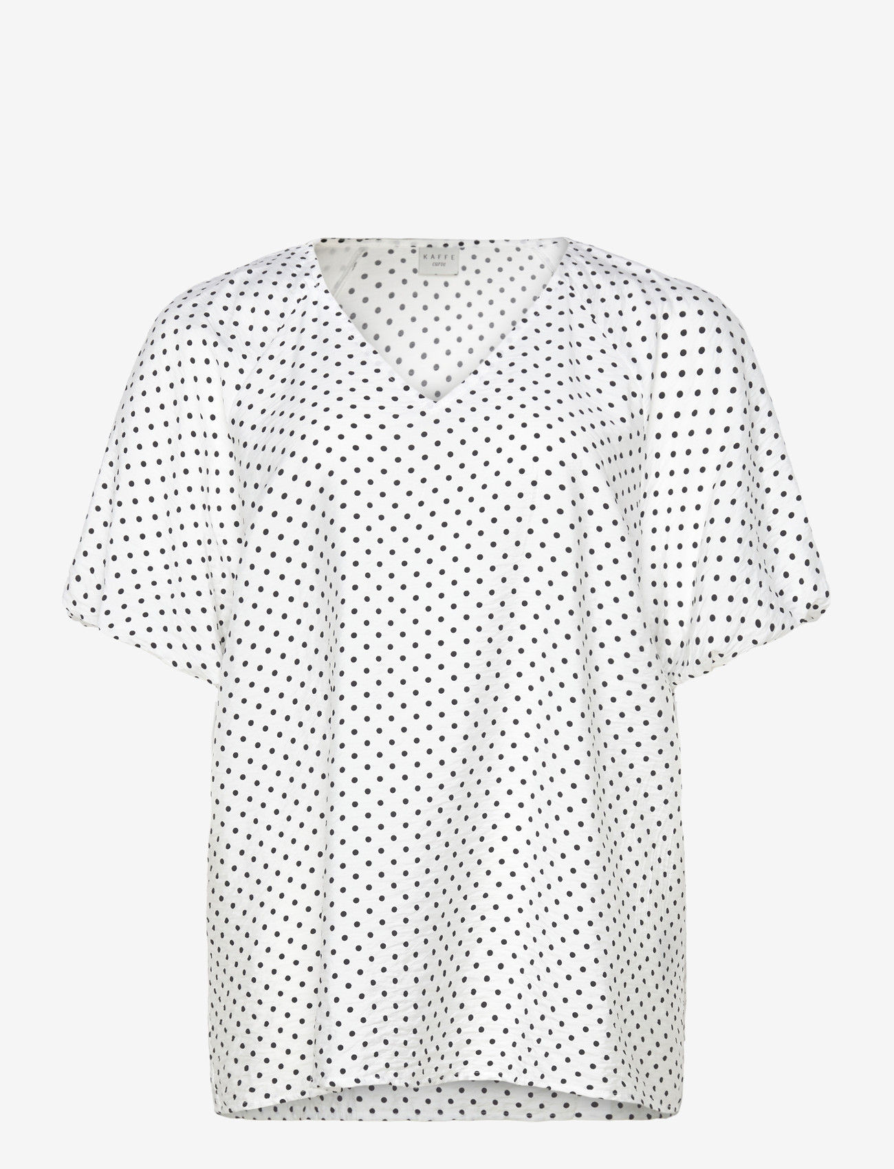 Kaffe Curve - KCgina Blouse - kortärmade blusar - chalk/black dot - 0